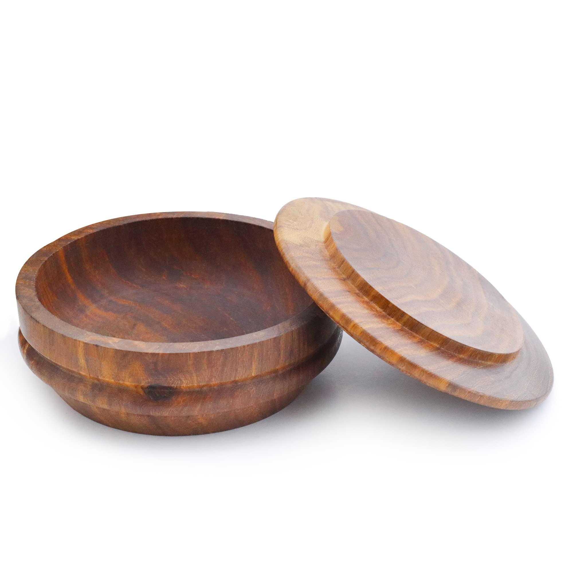 Jag Shaving Bol à raser - Blaireau en bois - Bol à savon à raser durable - Avec couvercle - Porte-savon à raser - Collection durable