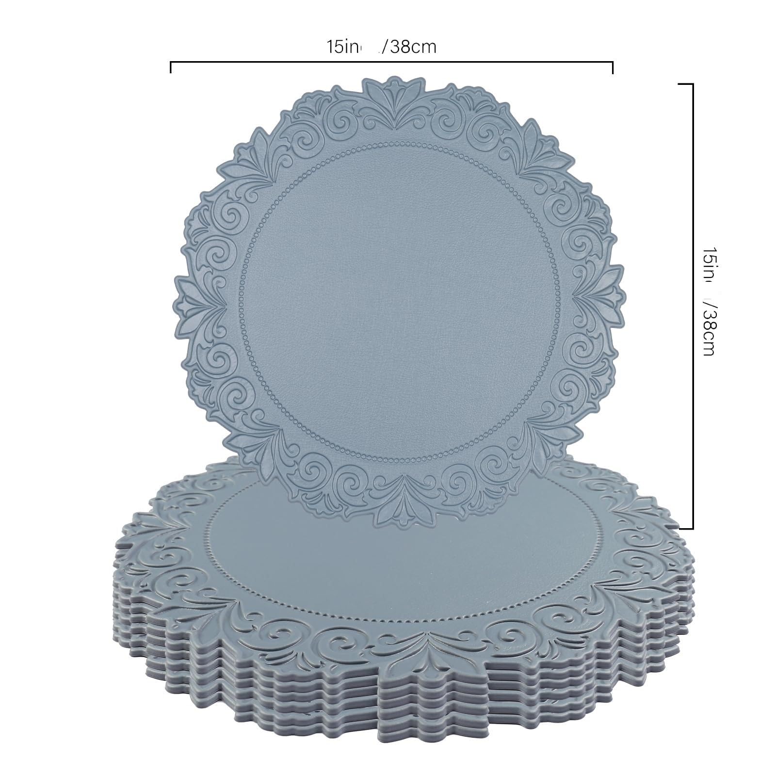Napperon de Table Rond en Simili Cuir gaufré européen, Lavable, adapté à la décoration Maison