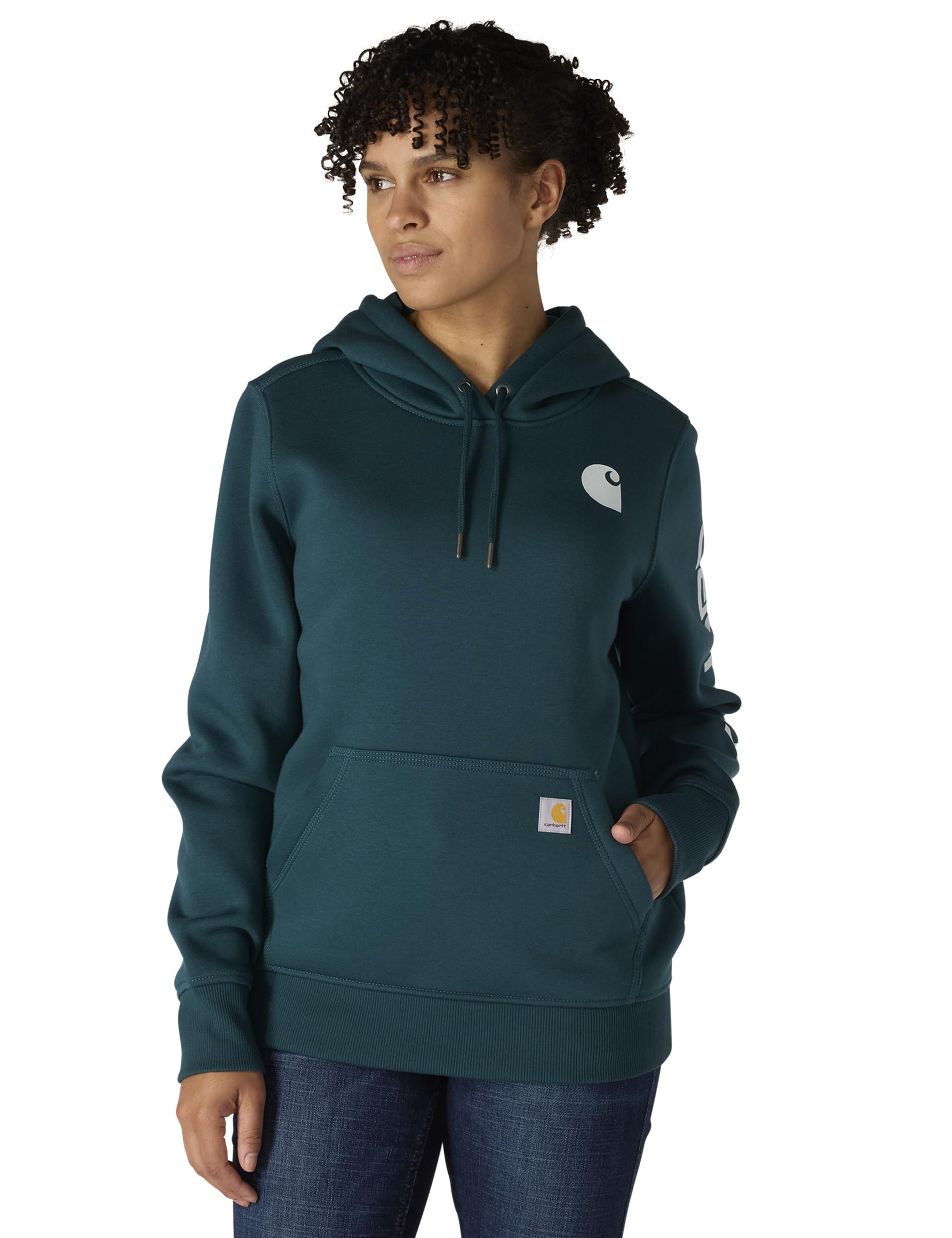 Carhartt Women's Greenstone Relaxed Fit Midweight Logo Sleeve Graphic Sweatshirt, Xl