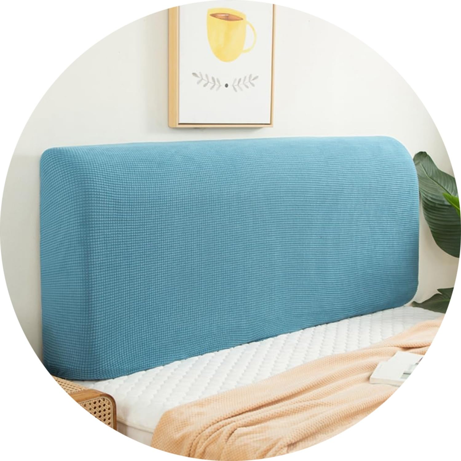 Headboard Cover for Full Queen Cal King Size Bed, Polar fleeceDustproof Head Board Wrap, Stretch All-Inclusive Bed Head Protector Cover Modern Bedroom Decoration(Light Blue,83-91in (210-230cm))