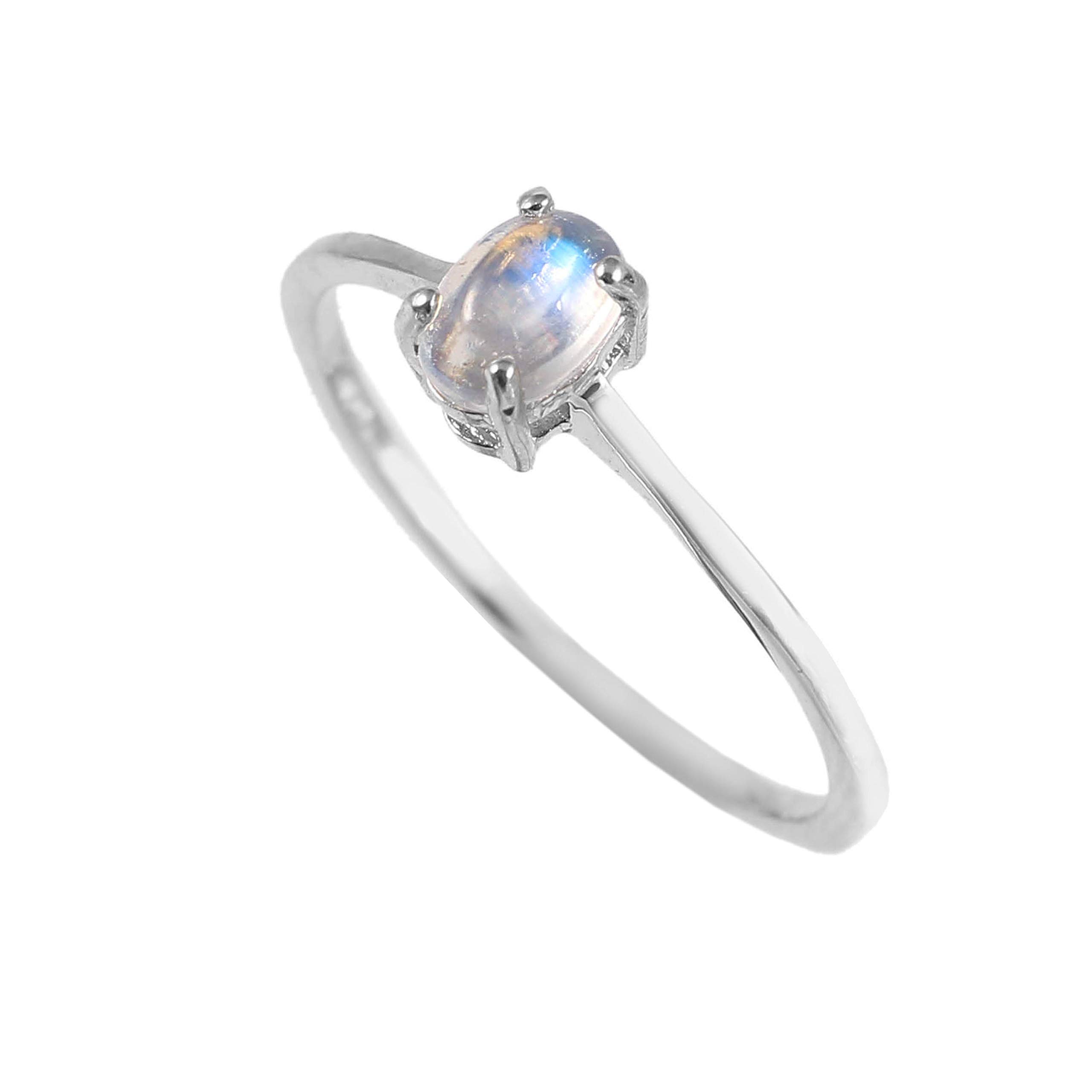 Redgem 925 Silver Ring for Women and Girls Natural Rainbow Moonstone White 4X6 MM Oval (B08L1MZ59C) Amazon Price History, Amazon Price Tracker