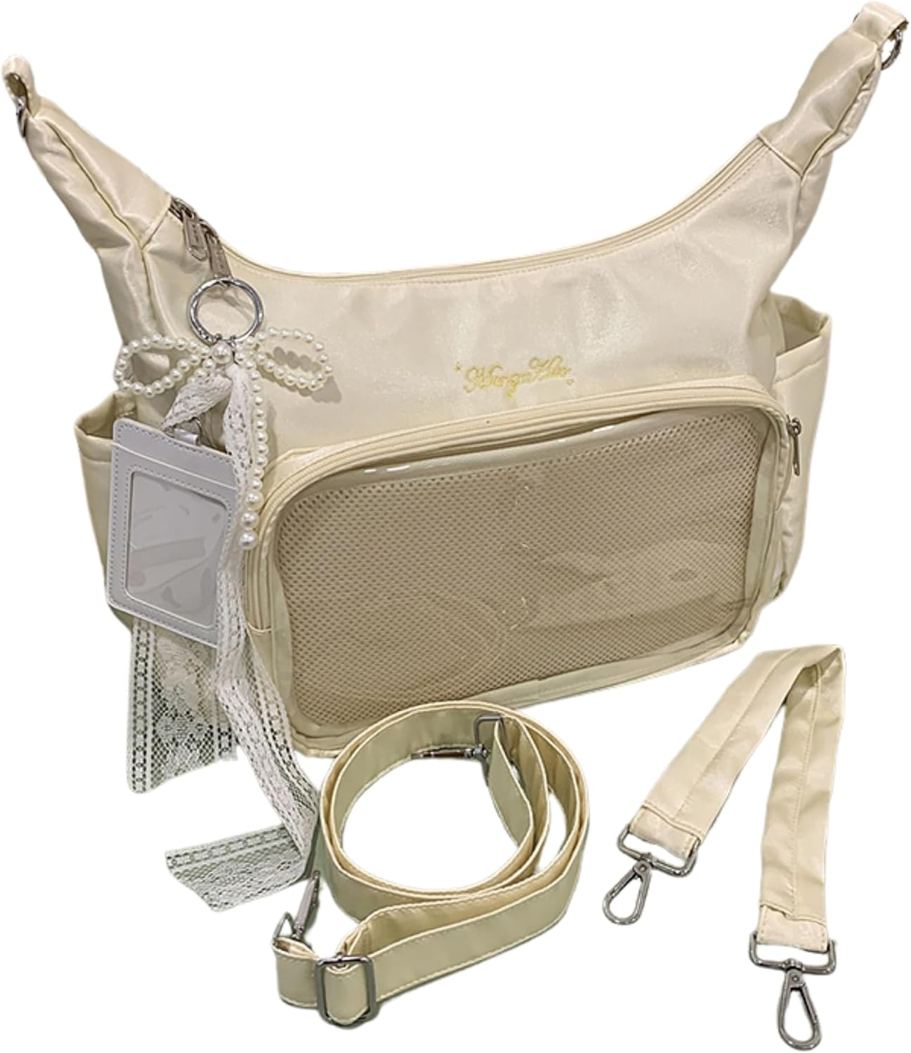 Cute Ita Bag Crossbody Messenger Bag for Display Pins,Adjustable Shoulder Strap,Lightweight Y2k Preppy Purse for Daily Use