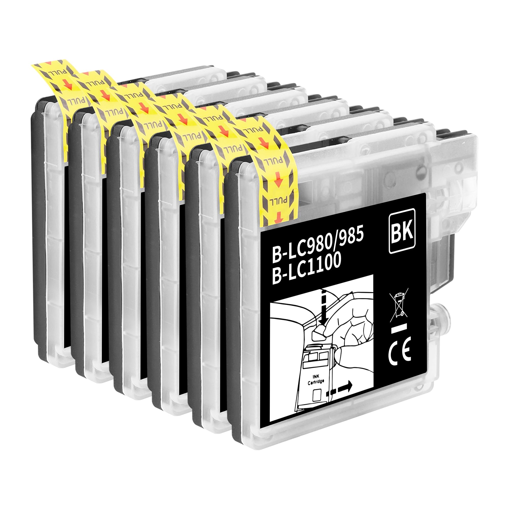 Kompatible Patronen Für Brother LC980XL/LC985XL/LC1100XL – 6x Schwarz, Hohe Seitenleistung