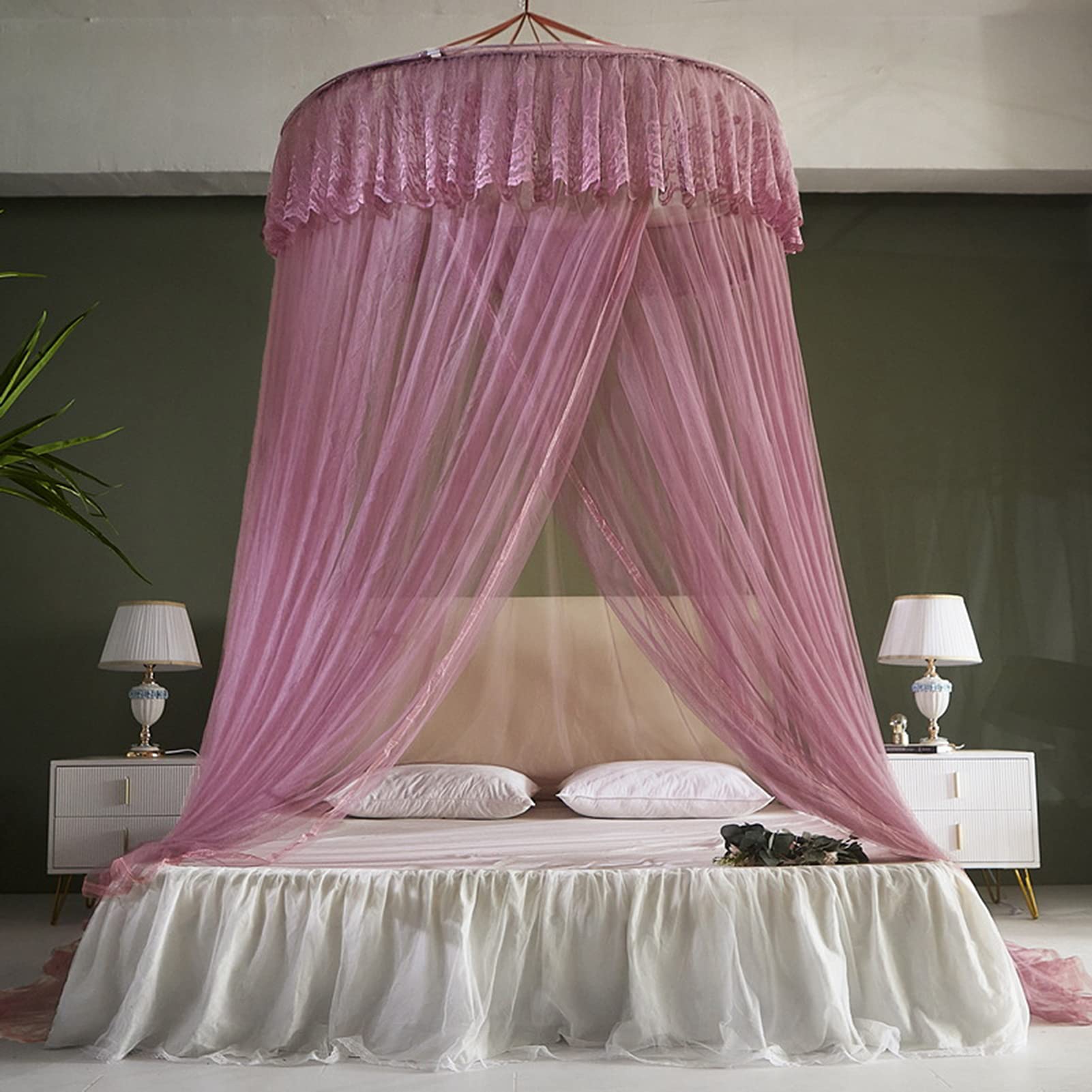 Moustiquaire lit double violette anti moustique sans percer le plafond
