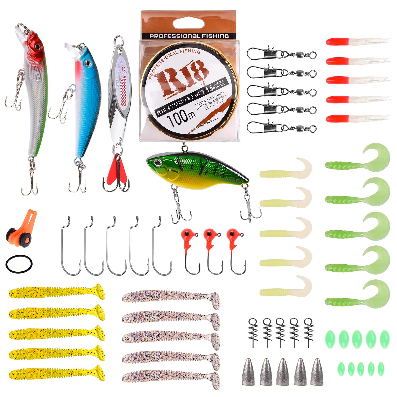 Lixada 2-teiliges Angelruten- und Rollen-Set, Teleskop-Angelrute aus Kohlefaser mit Spinnrollen-Set, Tragetasche, Koffer, Salzwasser/Süßwasser, Reise-Angelköder, Jighaken, komplettes Set