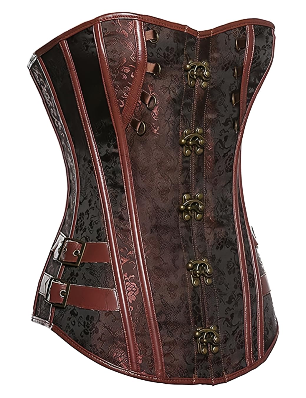 KUOSE Bustino da donna in finta pelle, stile gotico, steampunk, basco, shapewear a spirale in acciaio, corsetto disossato