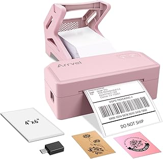 Bluetooth Thermal Label Printer with Stand, Wireless 4x6 Shipping Label Printer for Small Business, Inkless Printing for USPS Amazon Etsy Shopify, Support iPhone Android Windows Mac (Pink)