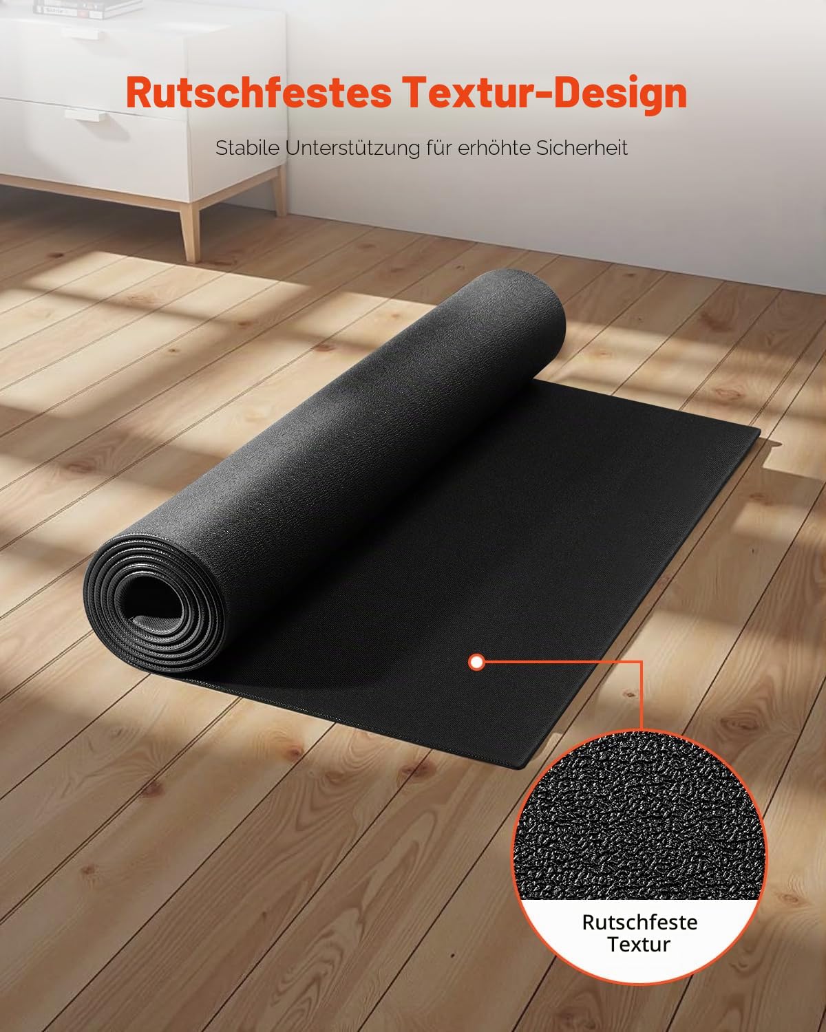 VEVOR Laufbandmatte für Teppichboden Bodenschutzmatte (760 x 1820 mm) für Sportgeräte 6 mm dick, Trainingsgerätematte für Laufbänder Heimtrainer Liegeräder, hochdichter PVC-Bodenschutz