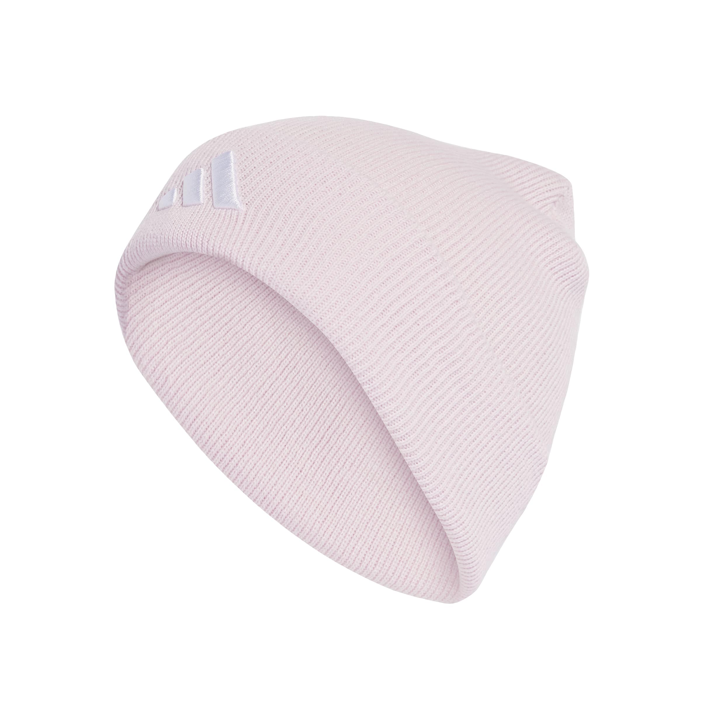 adidas Unisex NEW Logo Beanie Cuff, Clear Pink/White, L