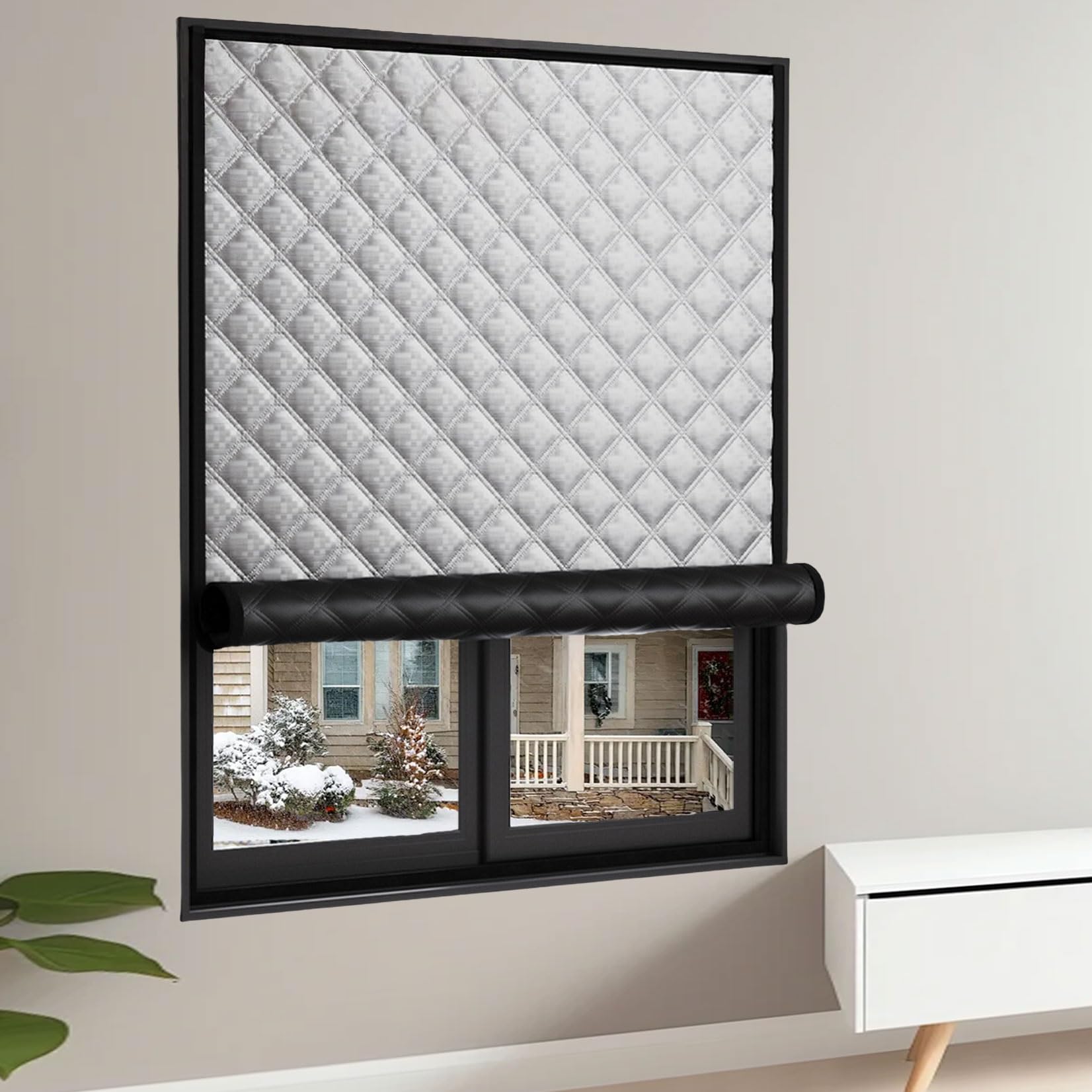 Aislante Termico Ventanas 68 x 172 cm Mantener El Aire Frío Fuera de La Ventana Cubierta para El Aislamiento Incluye Cinta Adhesiva Doble Cara Personalizable, Gris