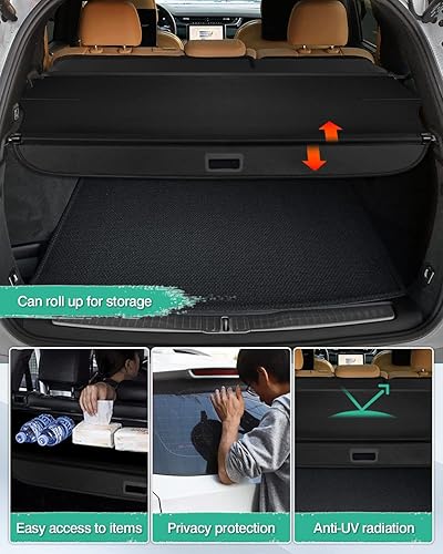 Miniatura 3 de Powerty Cubierta de carga para Jeep Cherokee 2019-2023, cubierta retráctil para maletero de automóvil, pantalla de blindaje de maletero Cherokee,