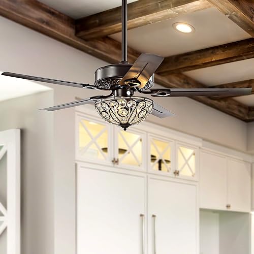 Miniatura 7 de JONATHAN Y JYL9704A Ali Ventilador de techo LED de hierro forjado de 48 pulgadas con 3 luces con control remoto, clásico, glamuroso, tradicional,