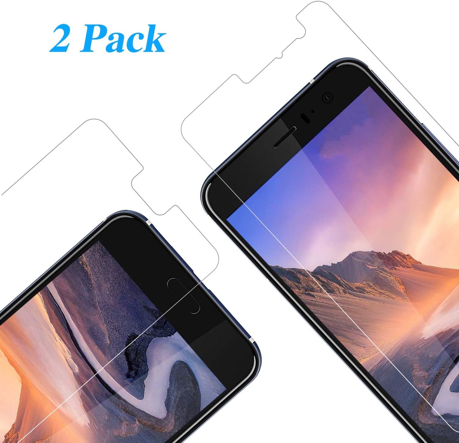 Vkaiy HTC U11 Screen Protector, Tempered Glass HTC U11 (2018) Screen Protector Foils [2 Pack] [Case Friendly] Transparent, Touch Smooth, 9H Hardness Glass Screen Protector for HTC U11 2018