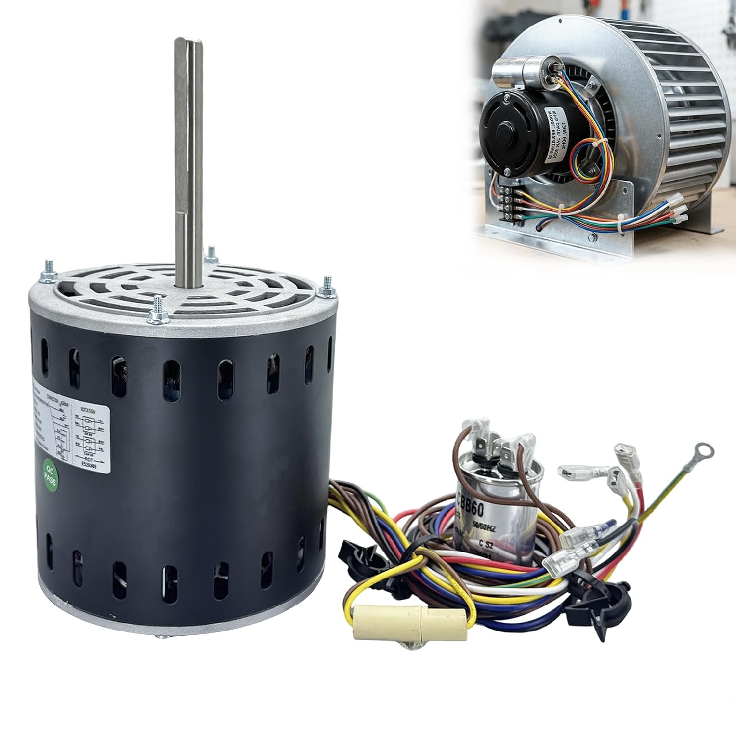 5KCP39PGS171S Furnace Blower Motor 3/4HP 115V 1080RPM 4-Speed Compatible with GE Gen-teq Carrier Bryant Payne Replace 5KCP39NGZ205S, 45118, HC45AE118A