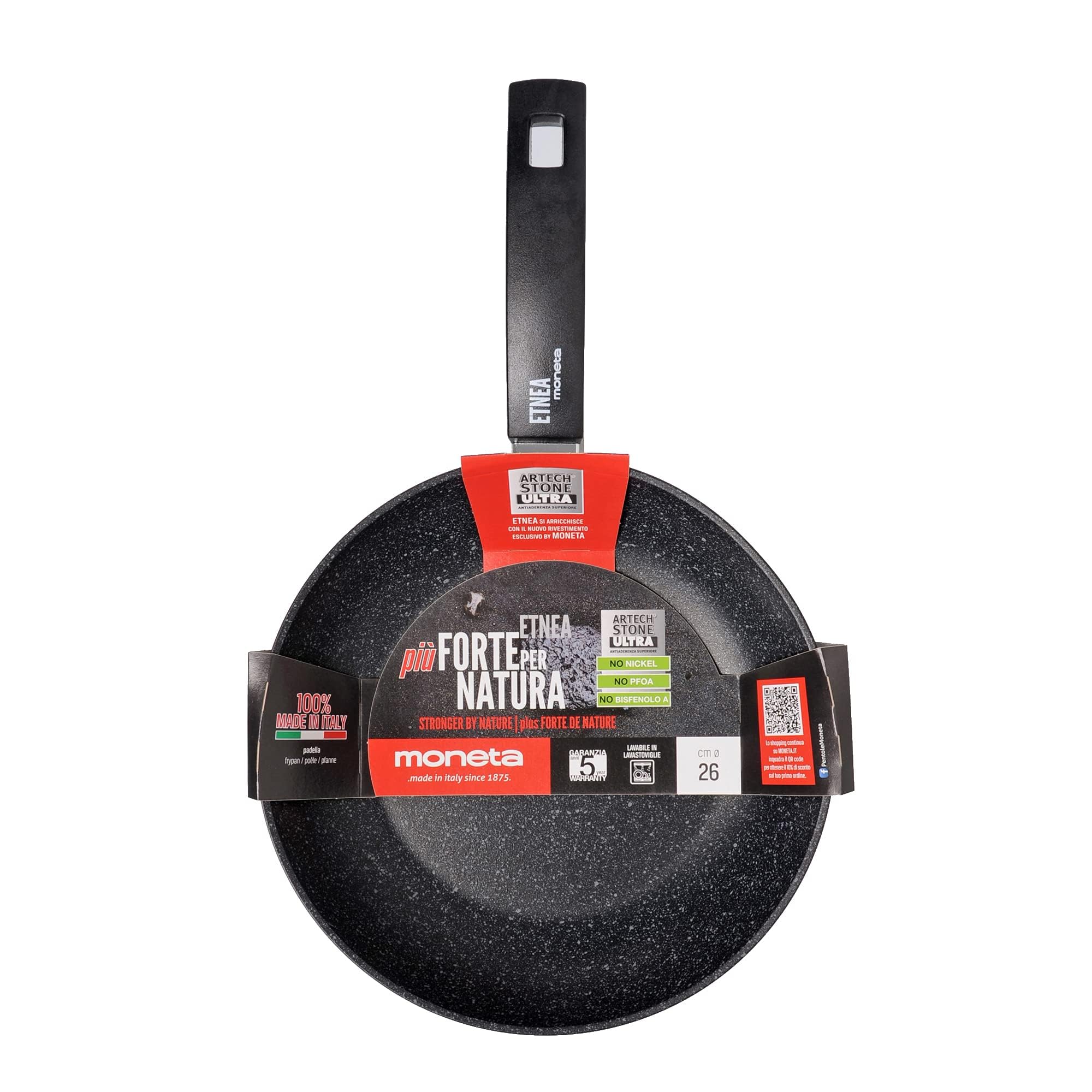 Moneta Etnea Padella, Alluminio, Nero, 26 cm