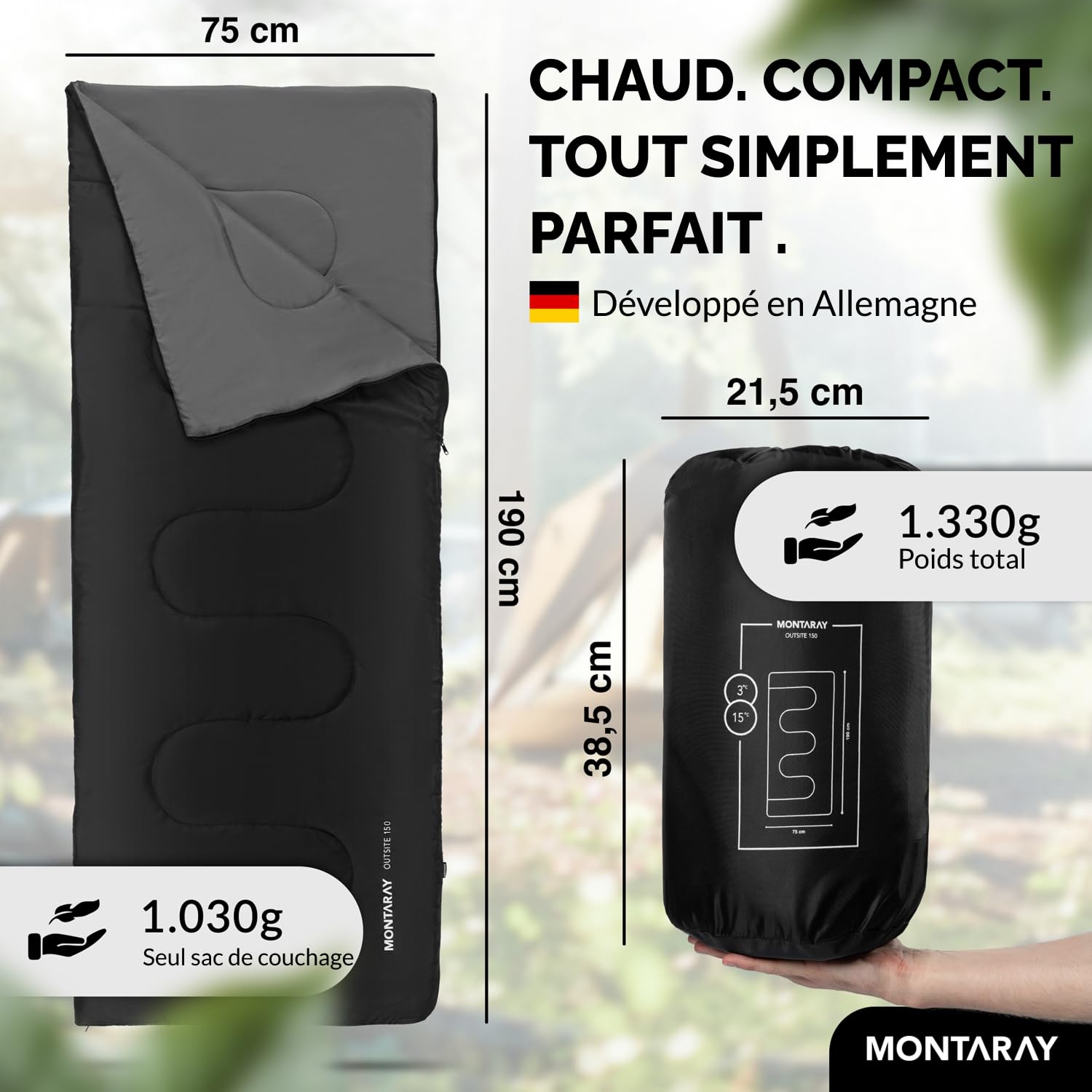 Sac de Couchage Couverture 3-4 Saisons, Sac de Couchage d'extérieur pour Camping avec Coussin, Sac de Couchage Douillet et Chaud, avec ou sans Capuche, pour Adultes, Sac de Couchage d'été