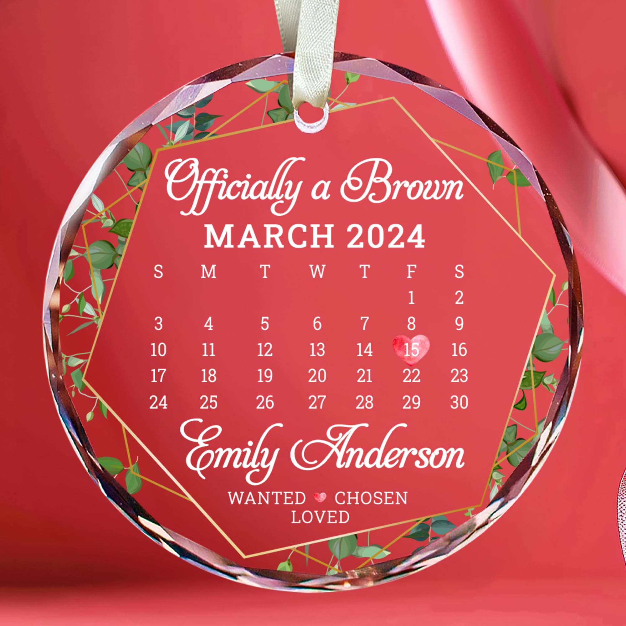 Custom Adoption Day Gift for Son or Daughter - Gotcha Day Ornament, Foster Adoption Keepsake, Personalized Announcement, Family Christmas Crystal Ornaments