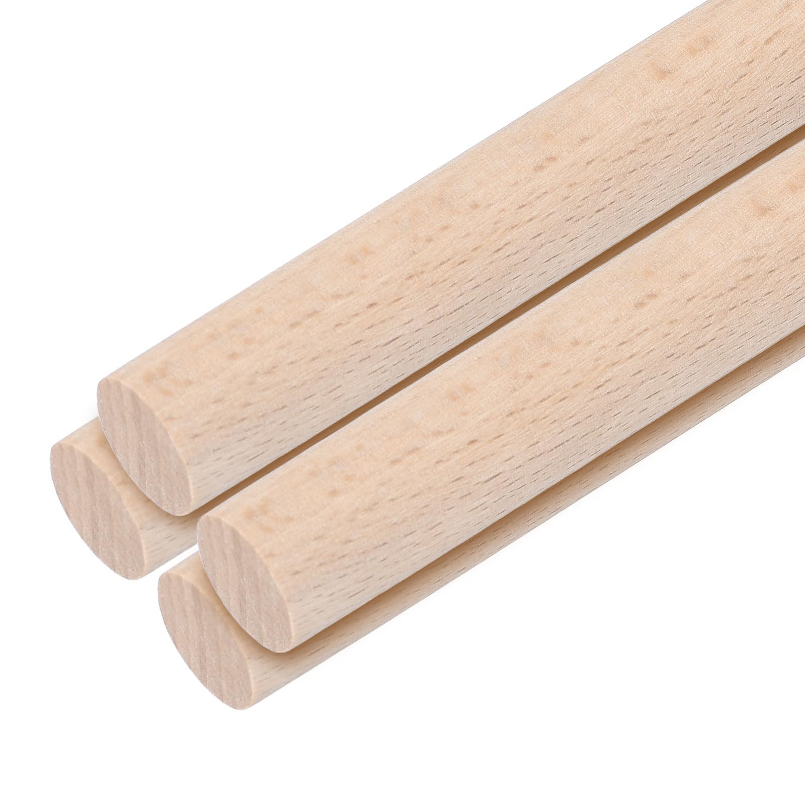 sourcing map Wooden Dowel Rods,12mmx200mm Round Wooden Rod Unfinished Solid Wood Sticks Crafts Wand for Arts Decoration, Craft and DIY Projects Wand,Pack of 4