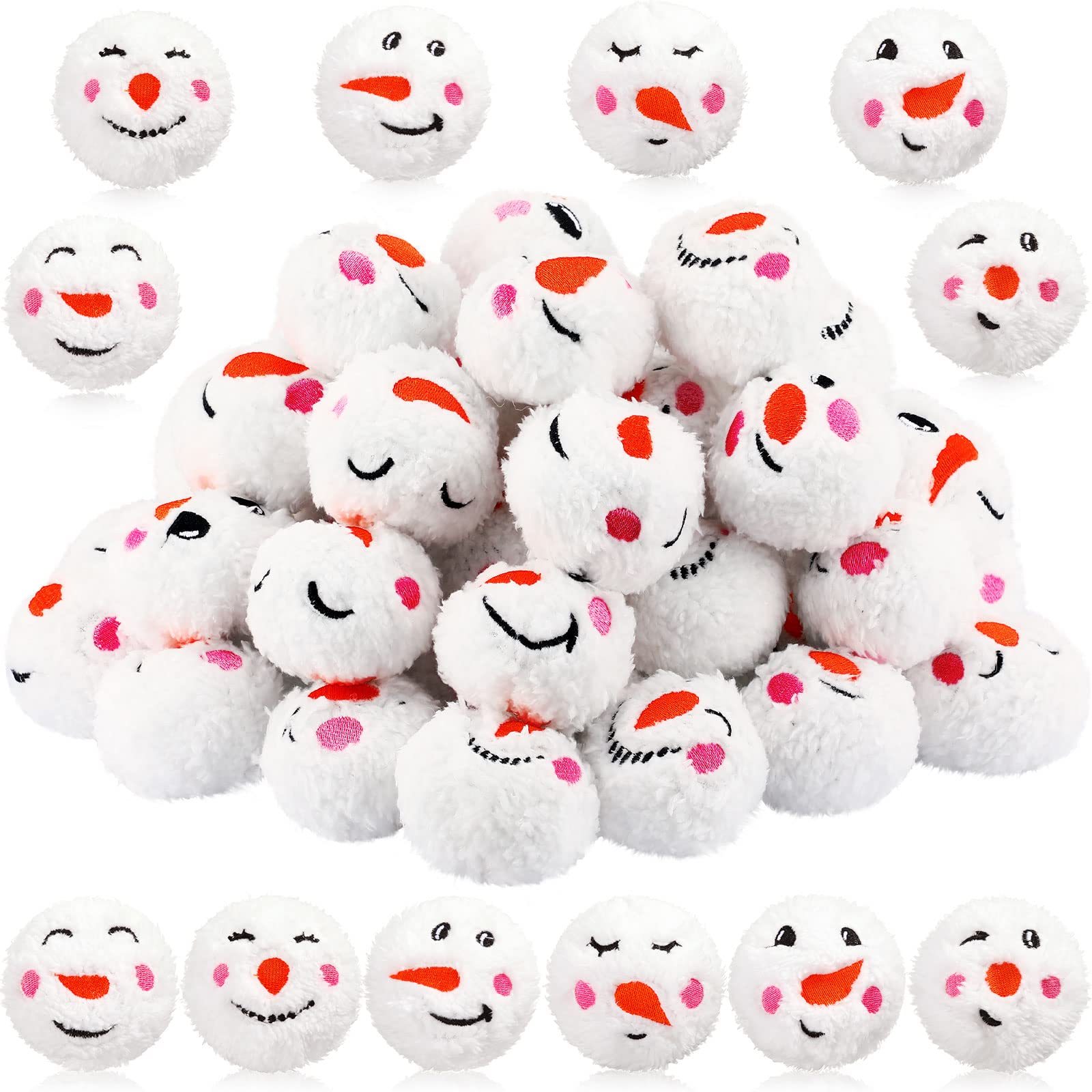 Civaner 120 Pcs Snowballs for Fights Indoor Snowballs Plush Balls Snowball Fun Snowman Face Snowballs Fight Toys Soft Fake Snowballs for Indoor and Outdoor Winter Games Decorations (2.76 Inch)