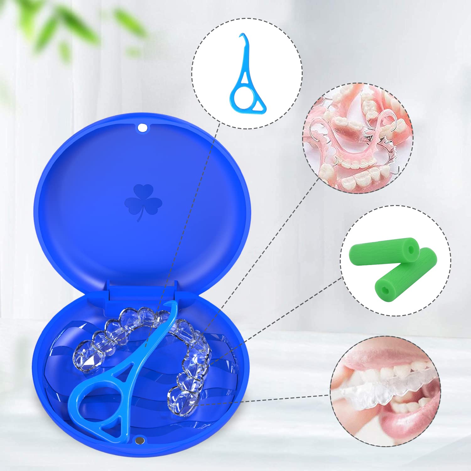 2 Pack de boîtiers pour appareil dentaire, boîtier pour aligneurs, boîtier orthodontique pour appareil dentaire, boîtier de voyage pour protège-dents - Bleu foncé.