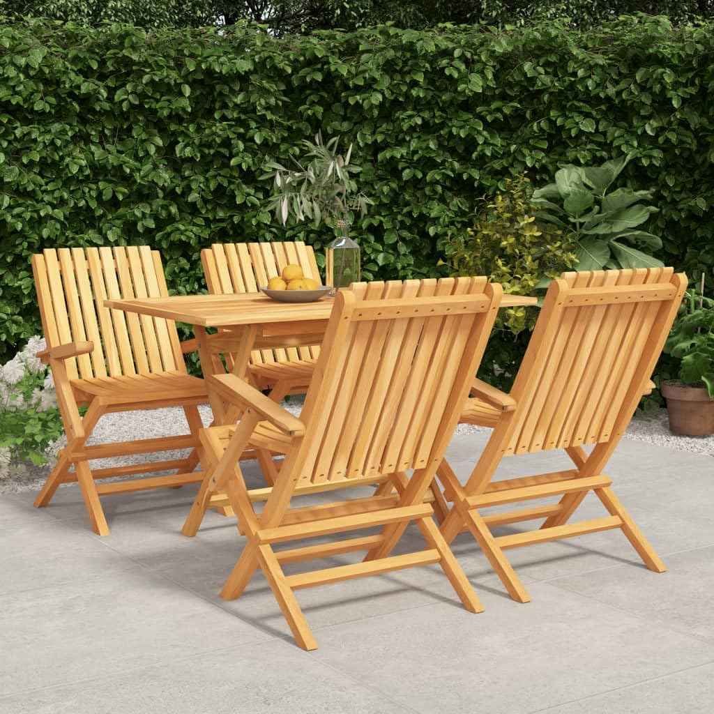 Set da giardino in legno massello con sedie da giardino in teak con schienale, mobili da giardino pieghevoli e in teak resistente alle intemperie, con ombrellone