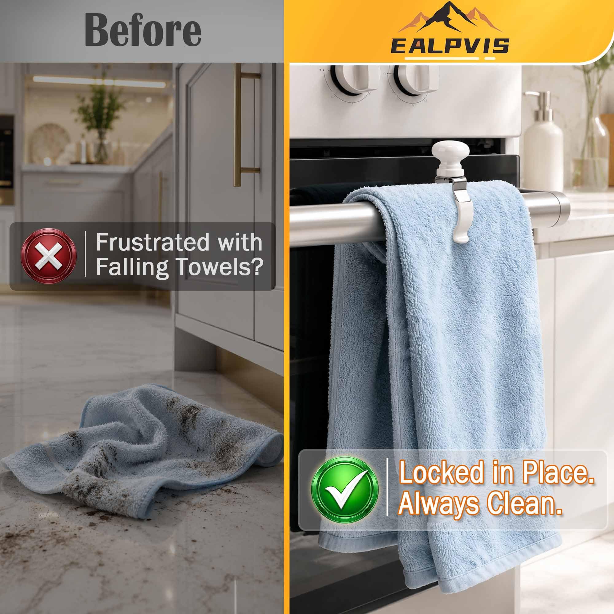 Kitchen Towel Clips - Strong Grip & Heat Resistant -5 Kitchen Towel Clips - Strong Grip & Heat Resistant -5