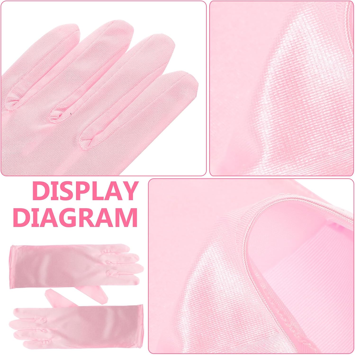 ORFOFE 3 Pairs Dress Gloves Skirt Gloves for Party Supplies Elegant Design Charming Wedding Flower Girl Ballet Recital Photography Props Pink White Blue