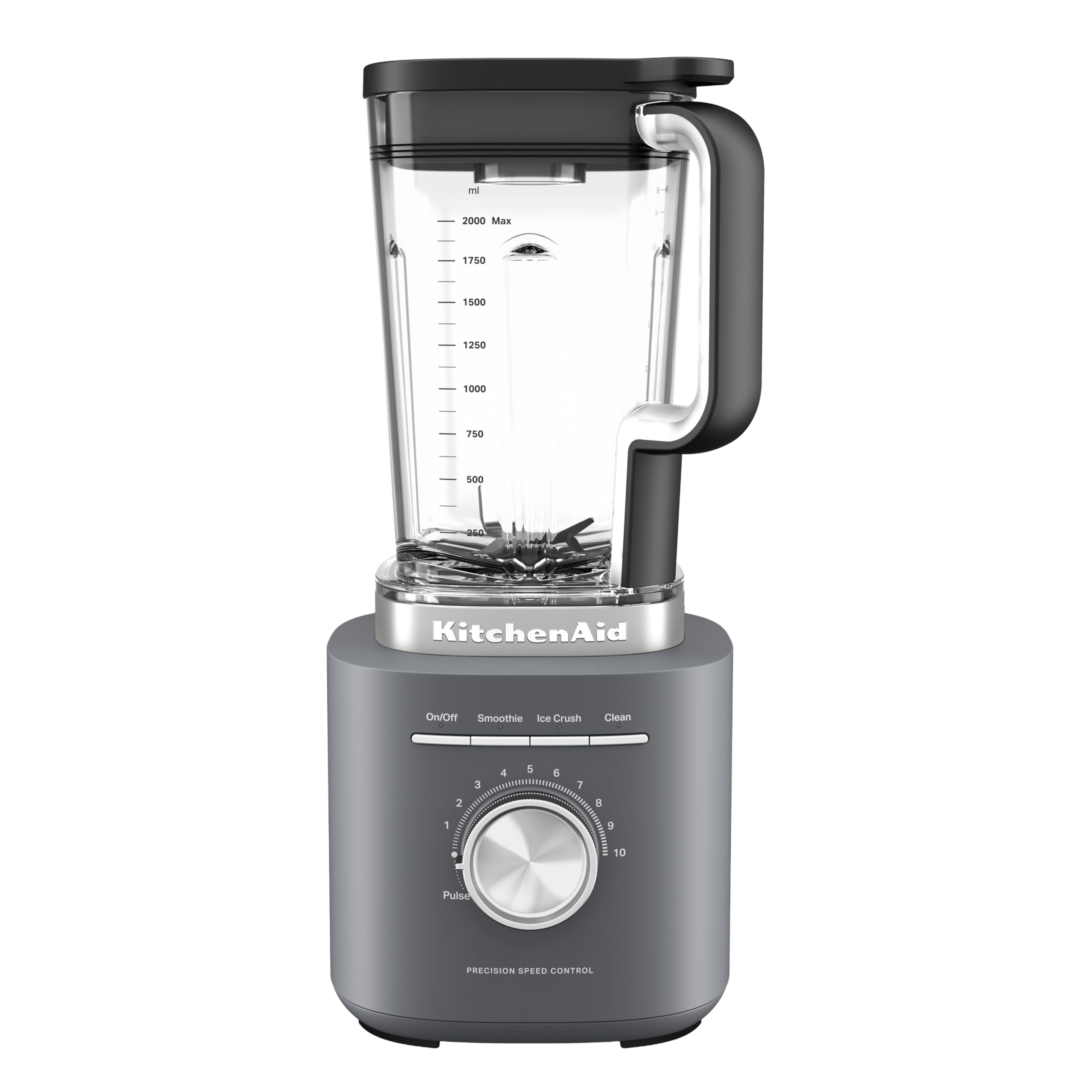 KitchenAid 5KSB2073EDG Pure Power Blender Standmixer, 1,5 PS Motor, Asymmetrische Klingen, Eis-Crushen, für Suppen & Smoothies, 10 Stufen, 2L BPA-freier Behälter, Dunkelgrau