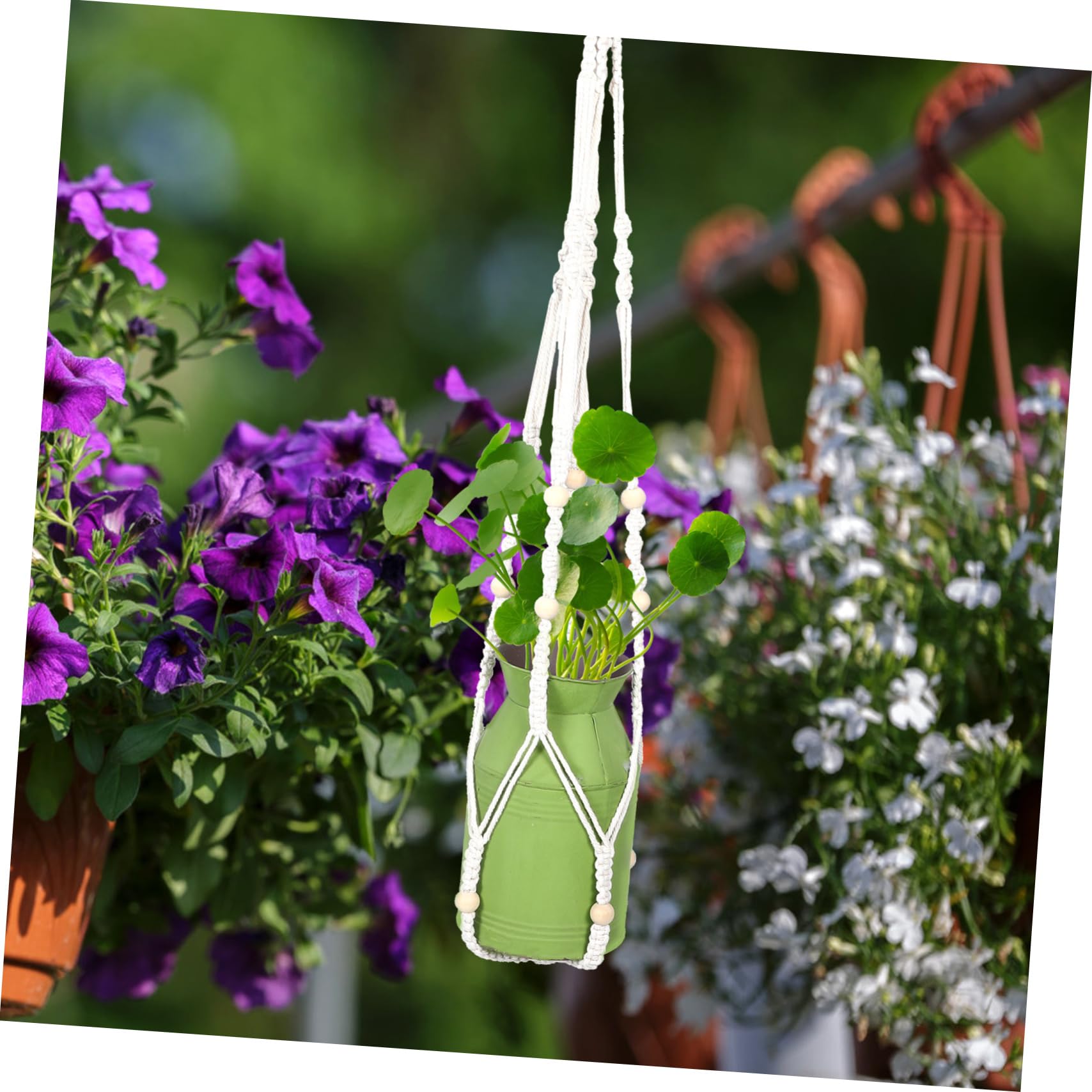 Kisangel Lot De 5 Paniers De Suspension pour Plantes Filets De Suspension pour Plafond Supports Multifonctionnels pour Plantes Suspendues pour Chambre À Coucher Et Jardin 2 Pièces X 5
