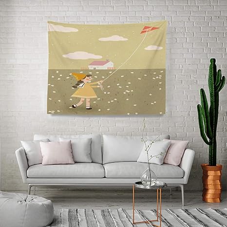 Amazon Co Jp 漫画 美しい 手描き タペストリー インテリア 多機能壁掛け ファンタジー 風景 イラスト 女の子 クジラ 森 ドリームランド 56 子供部屋 誕生日プレゼント おしゃれ 150 Cm X100 Cm ホーム キッチン