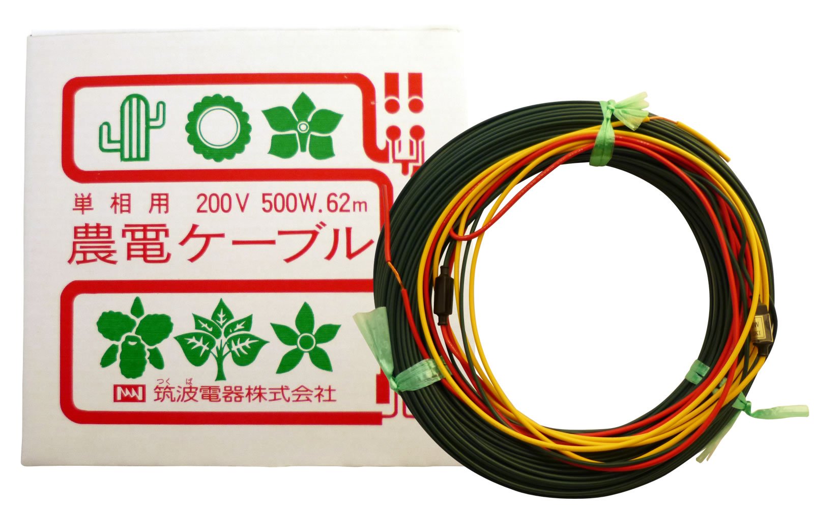 農電ケーブル　単相用　62M Amazon | 日本ノーデン 農電ケーブル 単相200V 500W 62m 2-500 | 育苗器