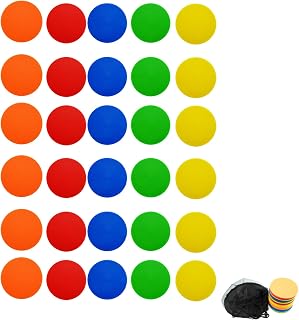 Spot Markers Set, 4inch Poly Floor Dots in 5 Colors with Mesh Storage Bag,Non-Slip Flat Floor Markers for Sports Practice