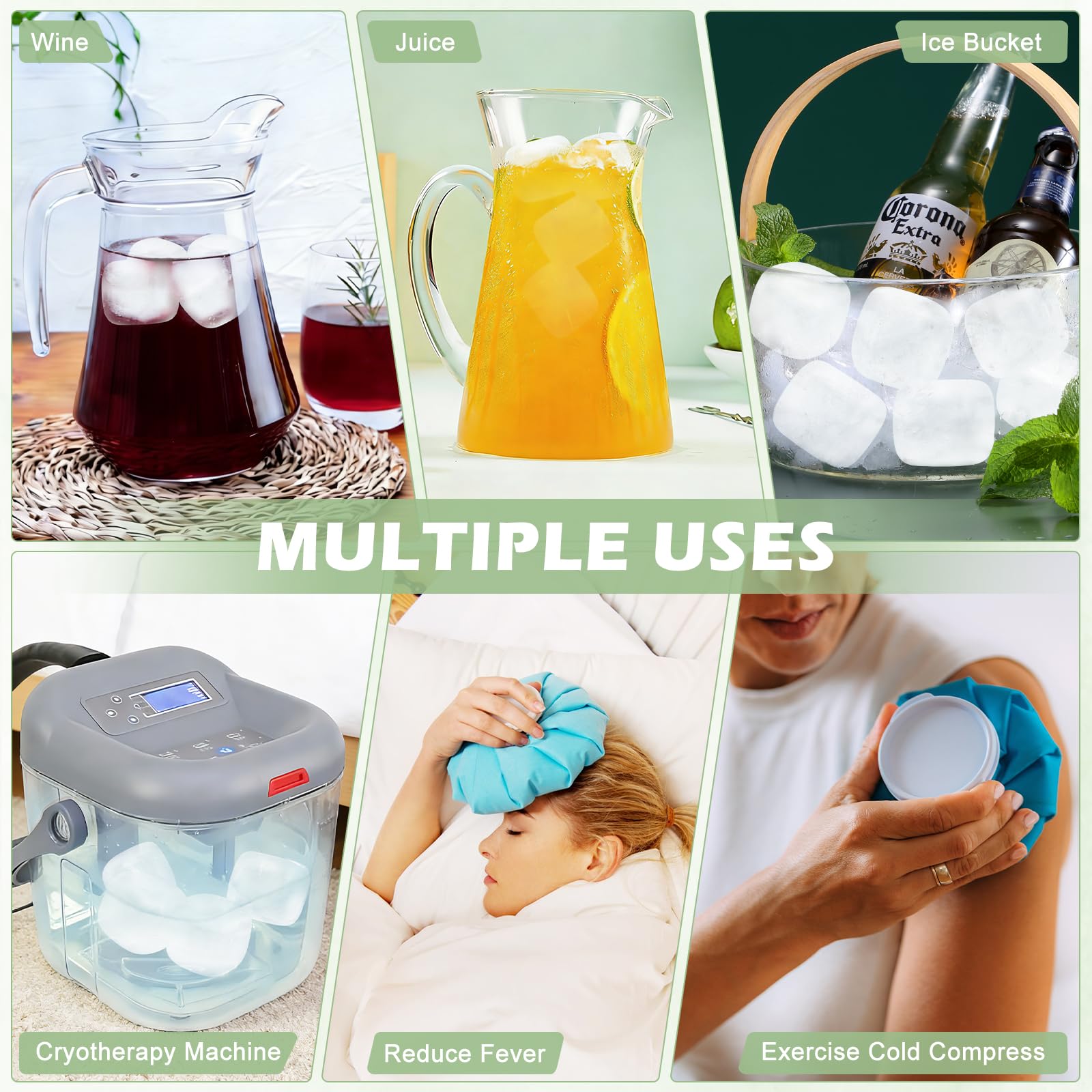 Lot de 6 glaçons réutilisables extra larges (5,1 cm²)