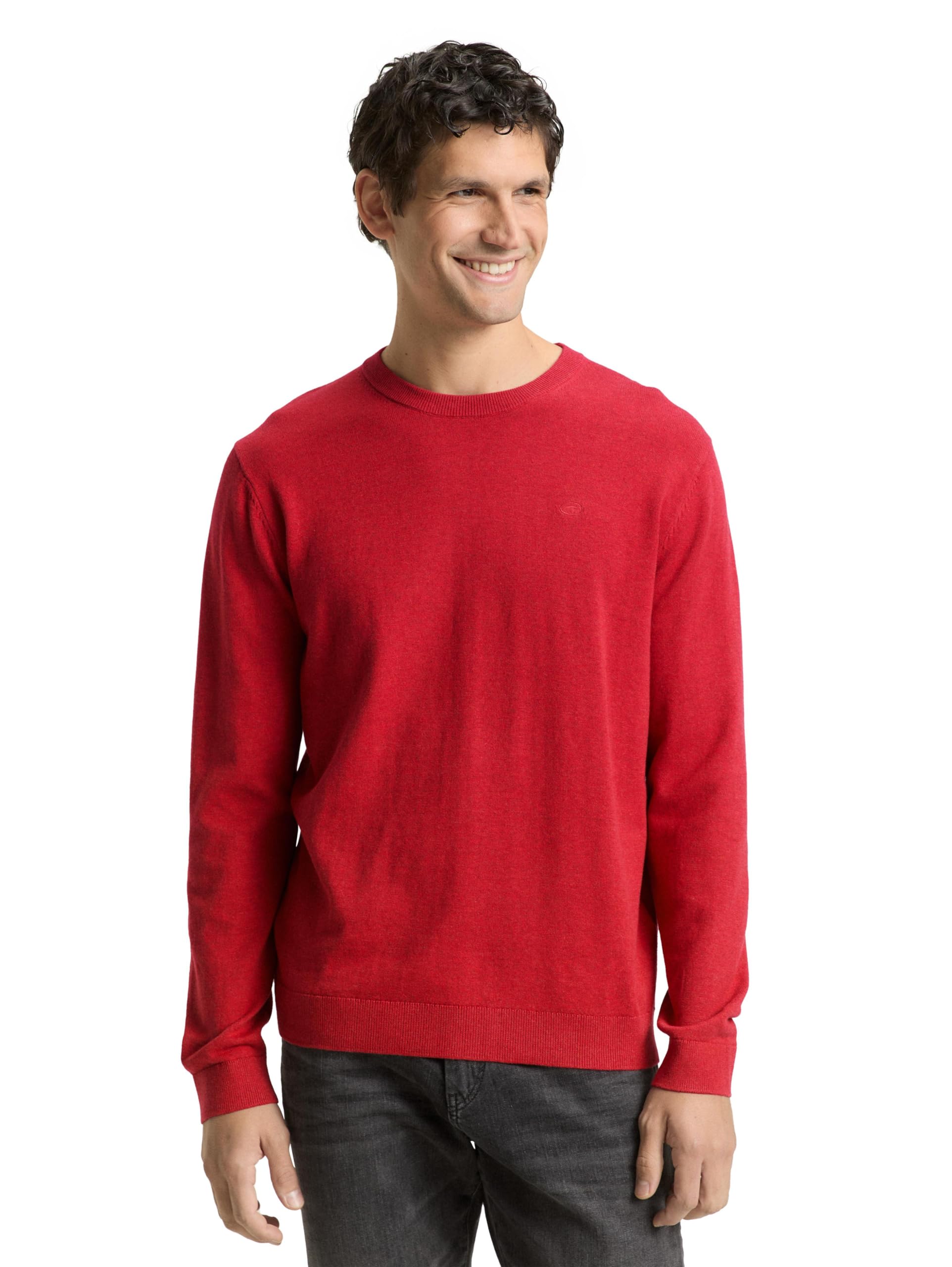 TOM TAILOR Herren Basic Strickpullover aus Baumwolle