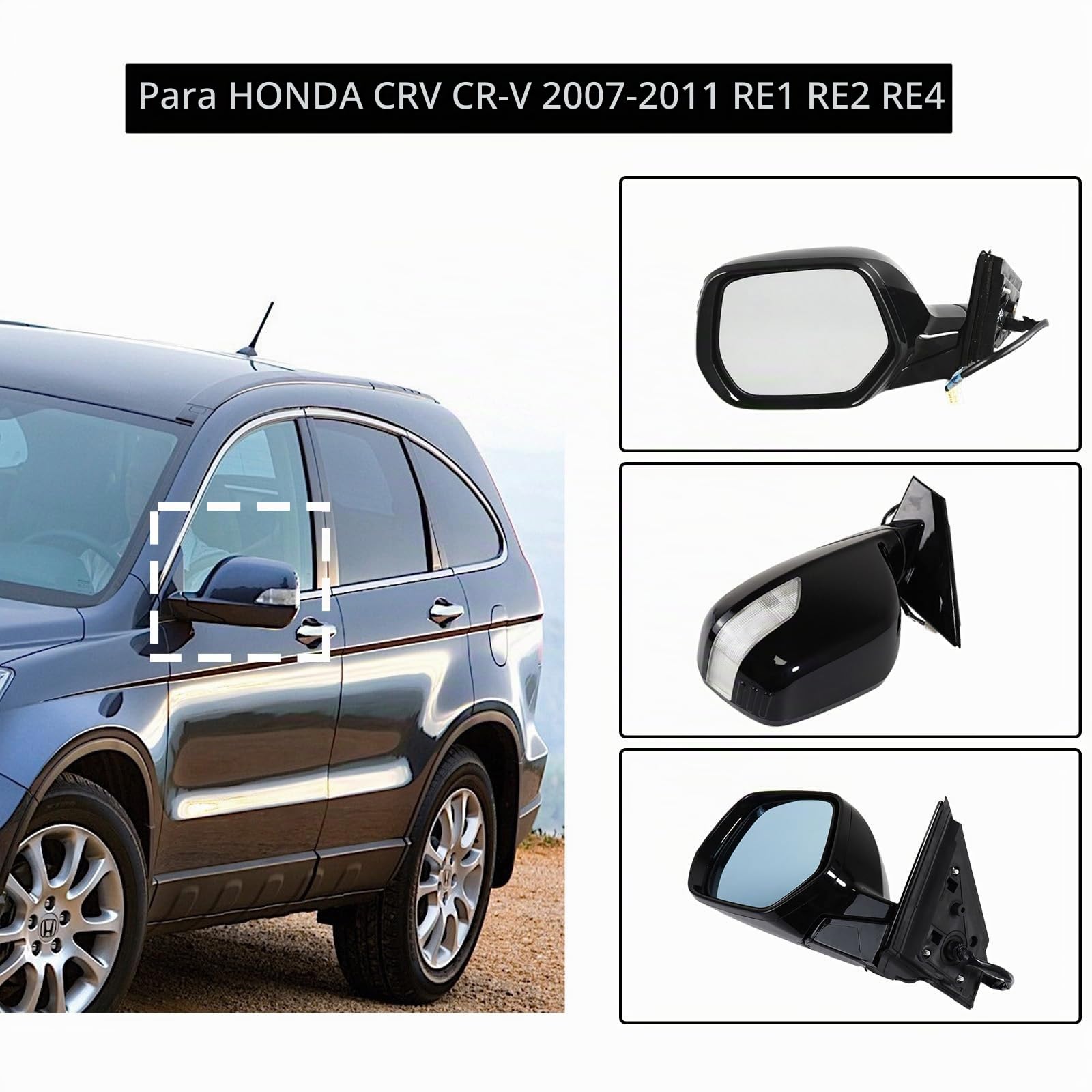 Espejos Exteriores Para HONDA CRV CR-V 2007 2008 2009 2010 2011 RE1 RE2 RE4 Espejo Retrovisor Lateral Con Luz