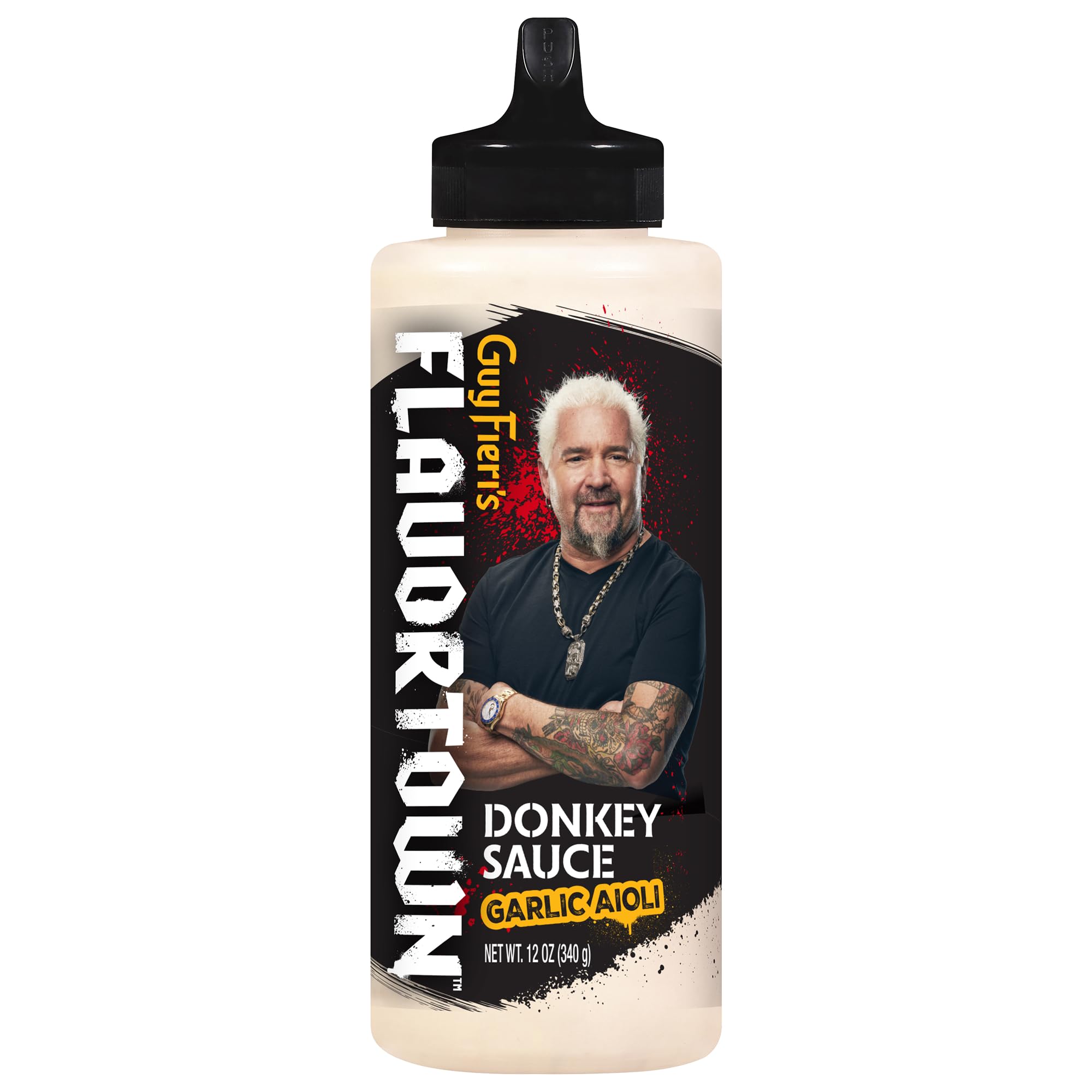 Guy Fieri's Flavortown Famous Donkey Sauce - Garlic Aioli Sauce for Chicken, Fries, Dips, Burgers, & Sandwiches, Gourmet Condiment - 12 Ounce Bottle (Pack of 1)