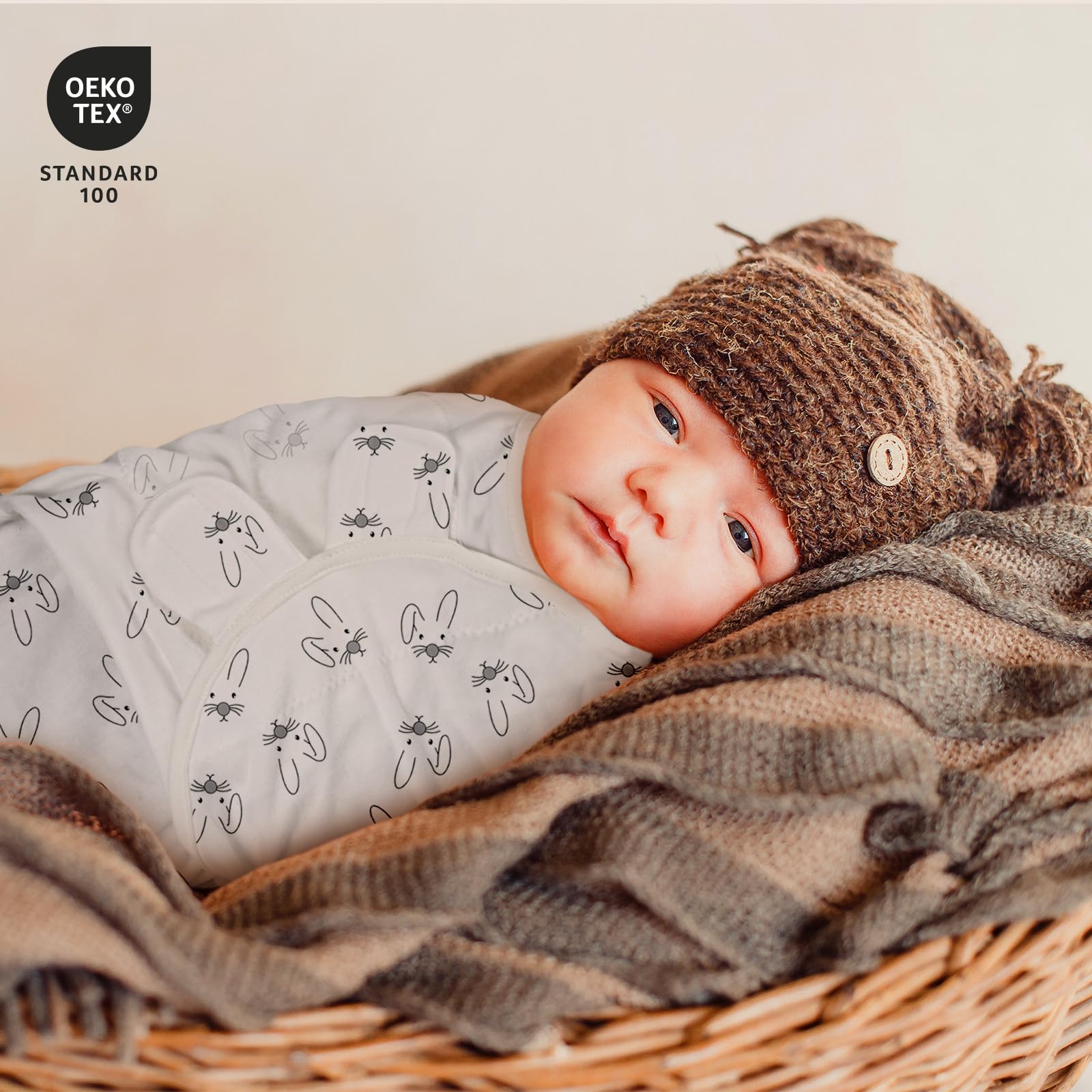 GLLQUEN BABY Baby Swaddle Wraps for 0-3 Months Newborn,Oeko-tex100,100% Breathable Organic Cotton Fabric Swadding Blankets,3 Pack(Bunny Land) - Image 4