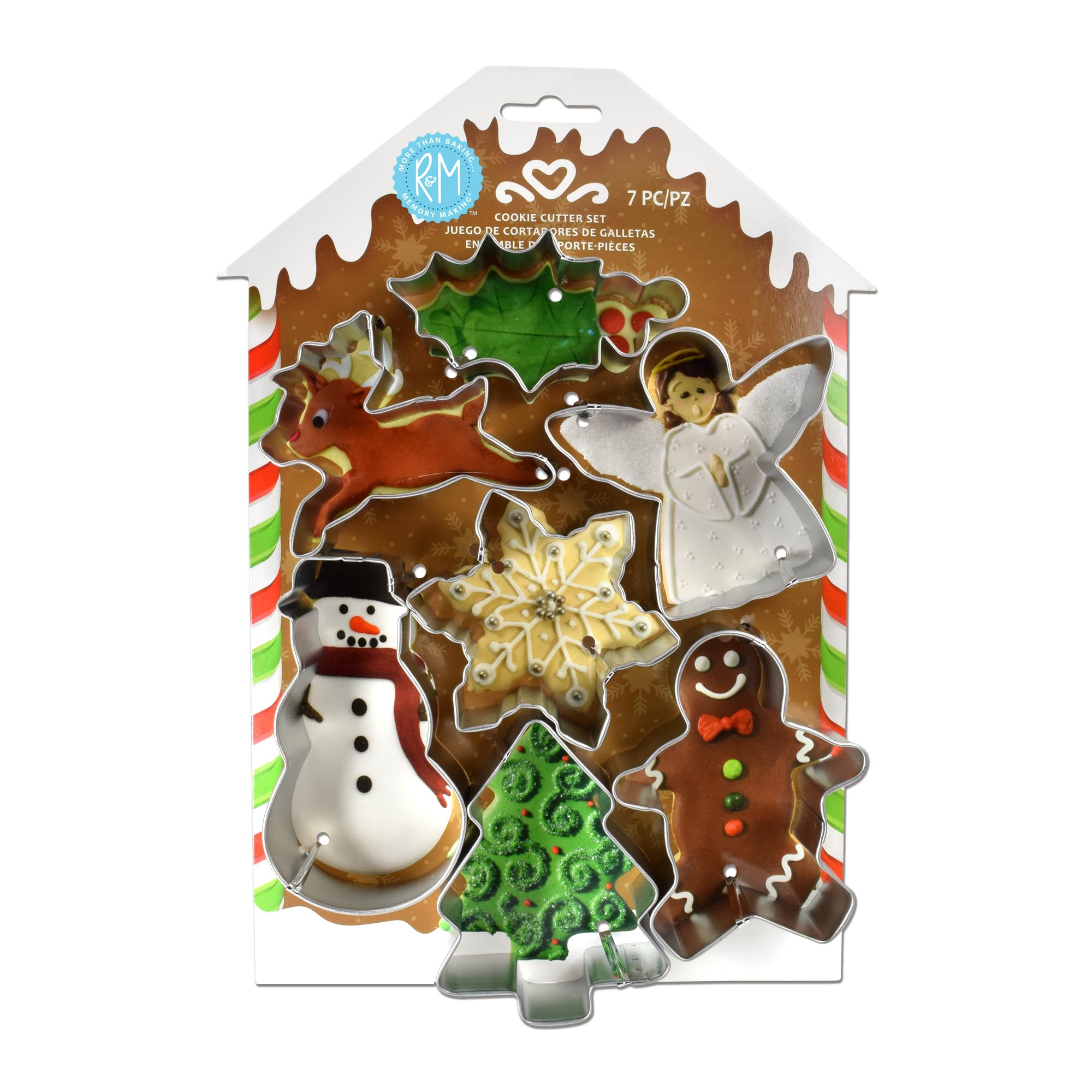 R&M International Anniversary House Christmas Gingerbread House Carded Cookie Cutter Set Tin-Plated, K5173, Steel, Multi-Colour