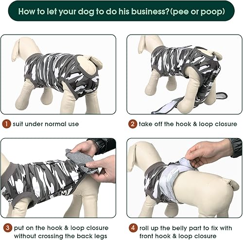 Miniatura 4 de Kuoser Traje de recuperación para perros y gatos después de la cirugía, camisa profesional de recuperación de mascotas, vendajes para heridas