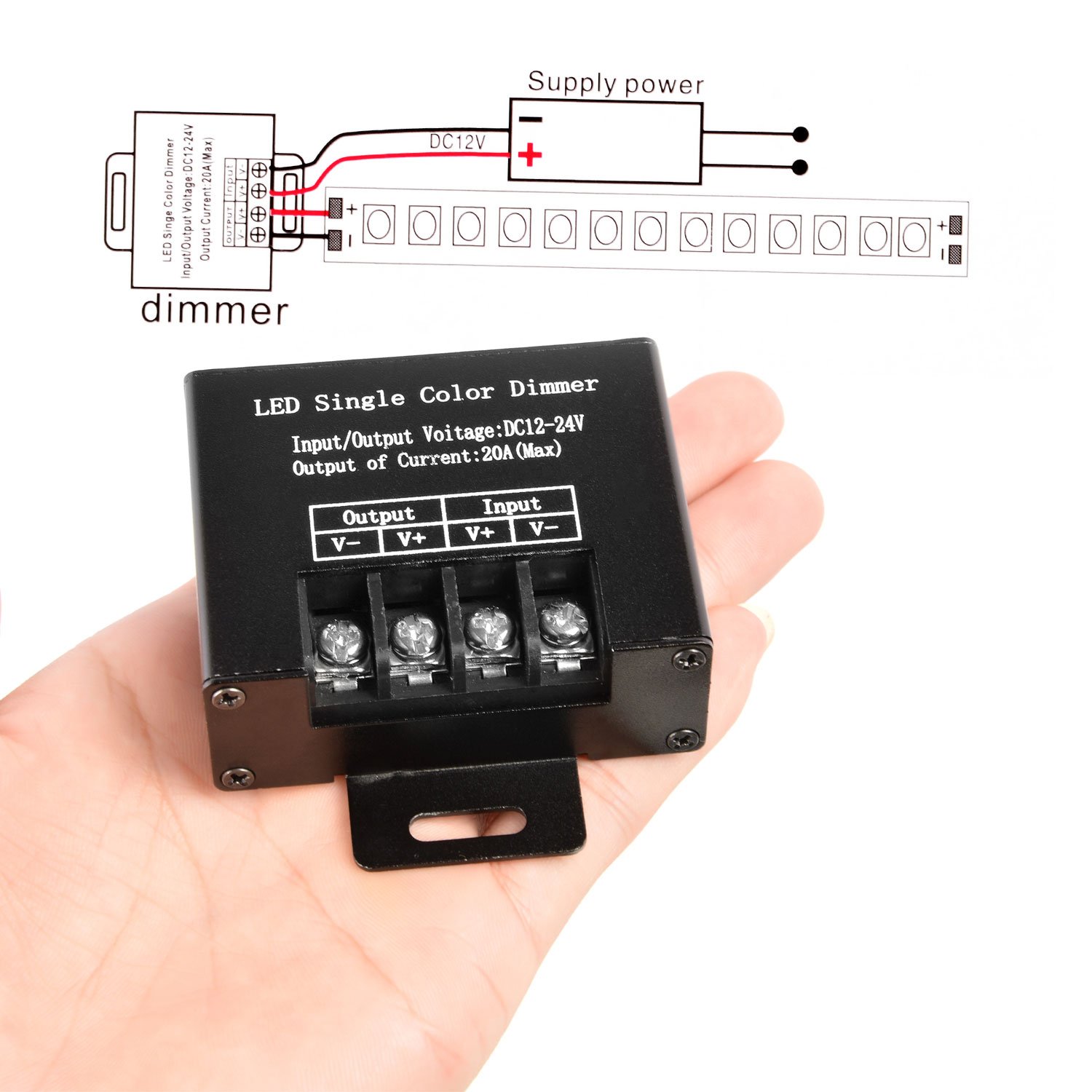 Led Dimmer wireless Telecomando per Strisce LED Luce Monocolore - 12V /24V 20A max