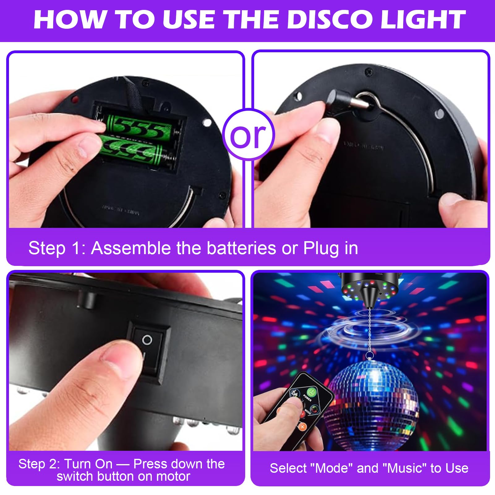 Palla Da Discoteca Palla A Specchio, 15 Cm Palla Da Discoteca Rotante Luce Da Discoteca Luci Da Festa Luci Motorizzate Con Telecomando Per Feste (velocità regolabile)