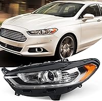 Vista 1 de FIONE para Ford Fusion Conjunto de Faros 2013 2014 2015 2016 Faros de Halógeno Proyector de Repuesto Carcasa Negra Lente Transparente Luz Frontal