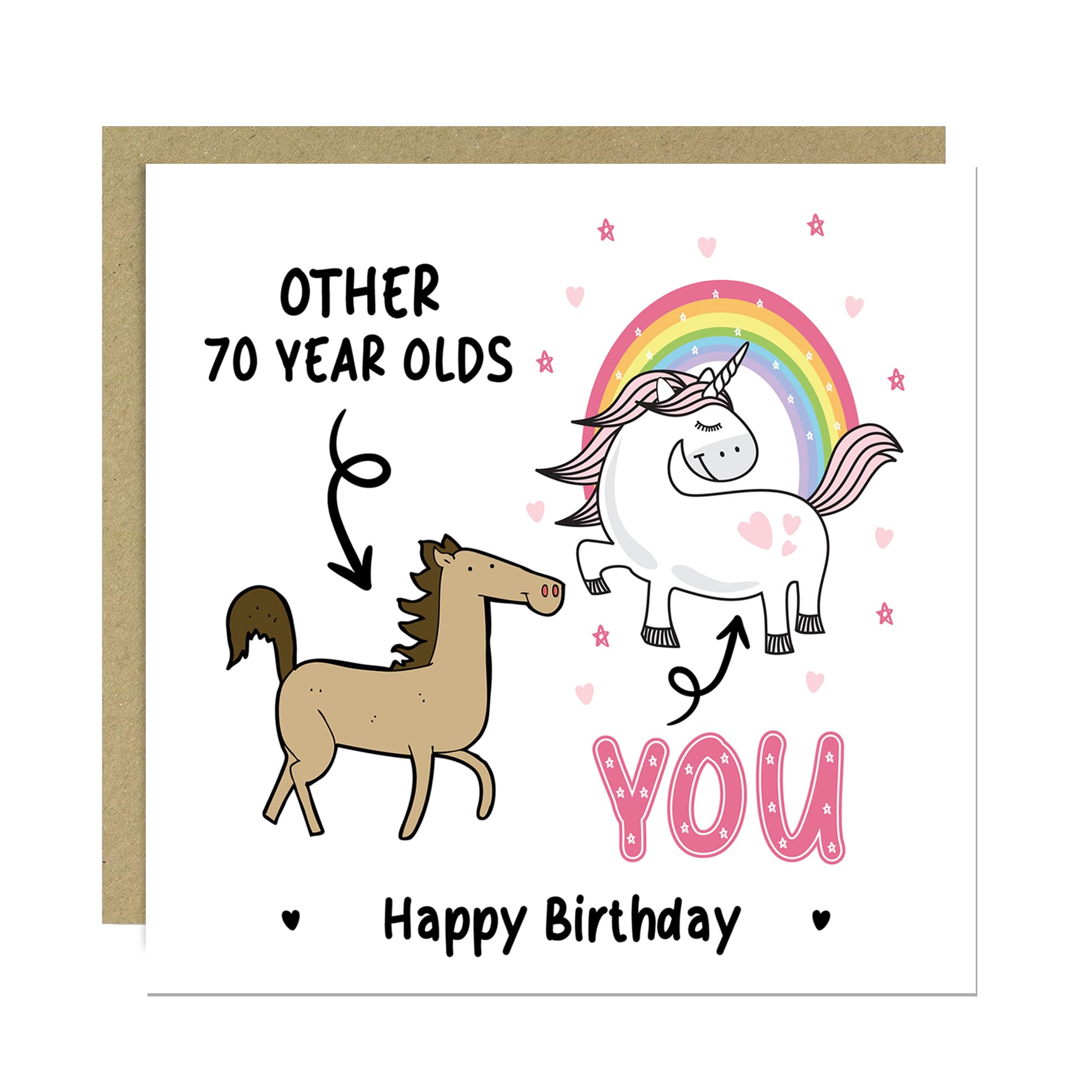 RED OCEAN Funny Card For 30th 40th 50th 60th 70th, Unicorn Design With Envelope, Mum Auntie Sister Nan Nanny Friend (70th Birthday)