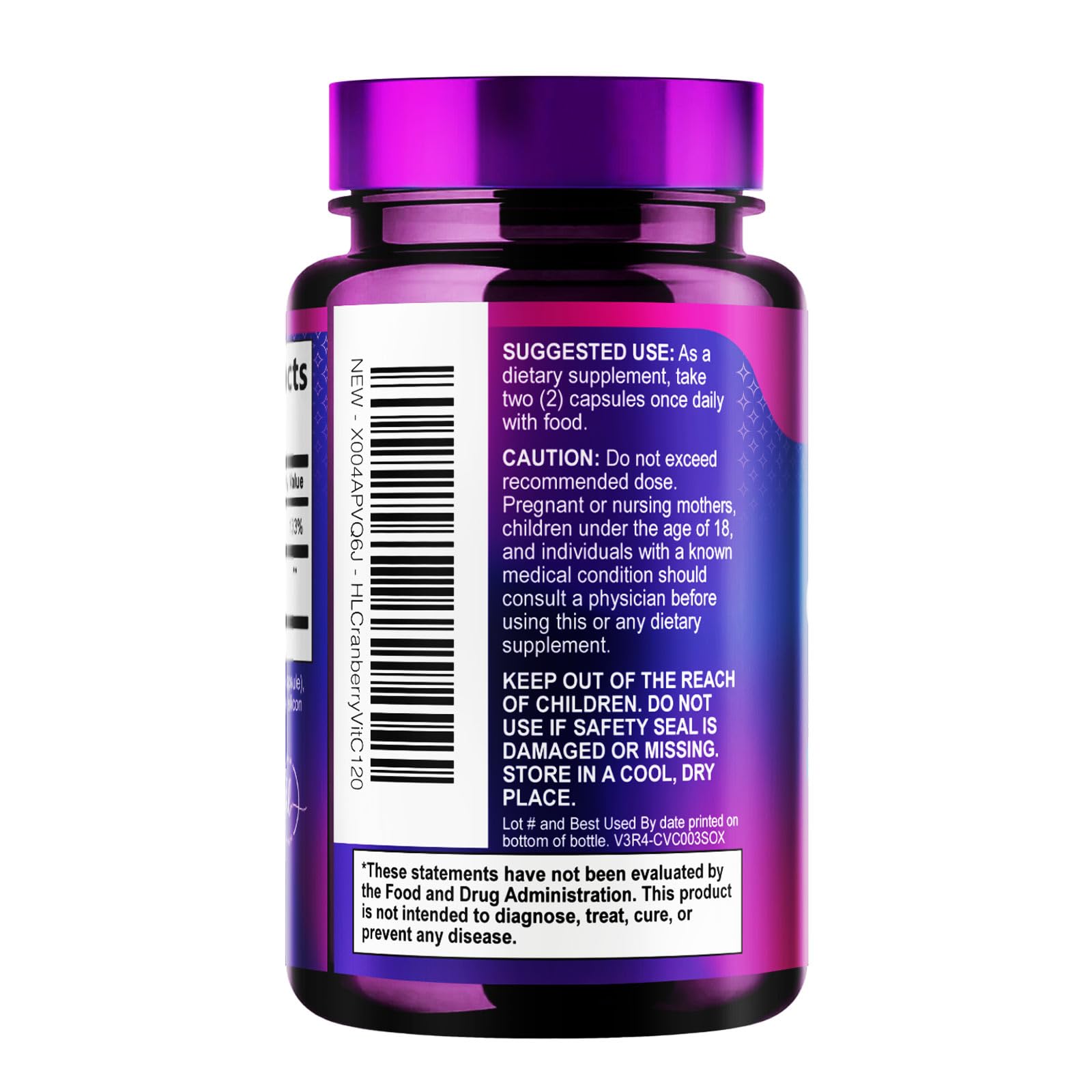 Cranberry Extract 500mg Supplement Pills - 3X Strength Concentrated Natural Whole Fruit Cranberry with Vitamin C, Triple Strength for Cleanse & Urinary Tract Health Support, Gluten Free - 120 Capsules — Amazon image 8