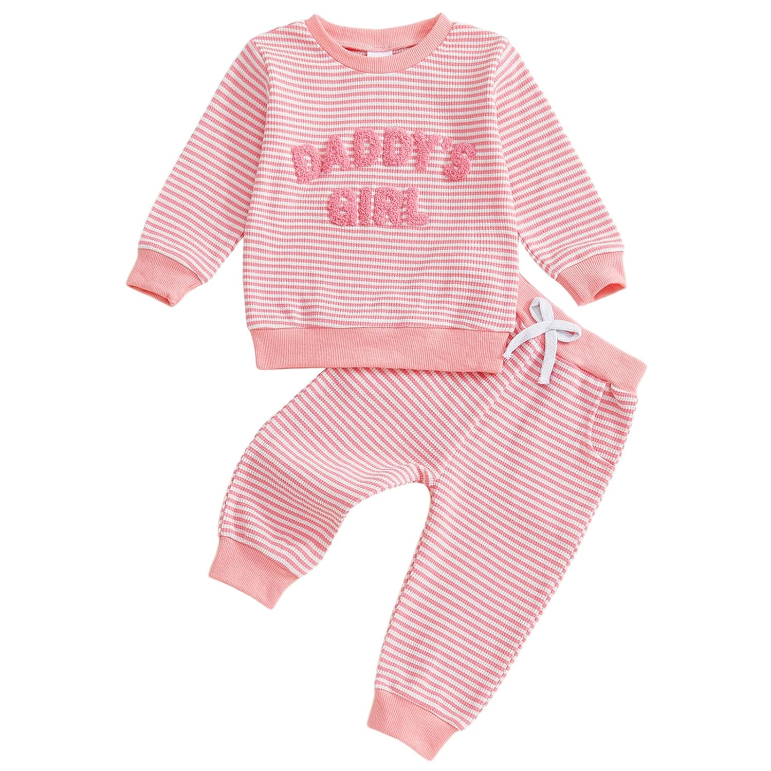 Mubineo Toddler Baby Girl Clothes Letter Sweatshirt Outfits Fall Winter Long Sleeve Shirt Tops Pant Outfit Sweatsuit Set