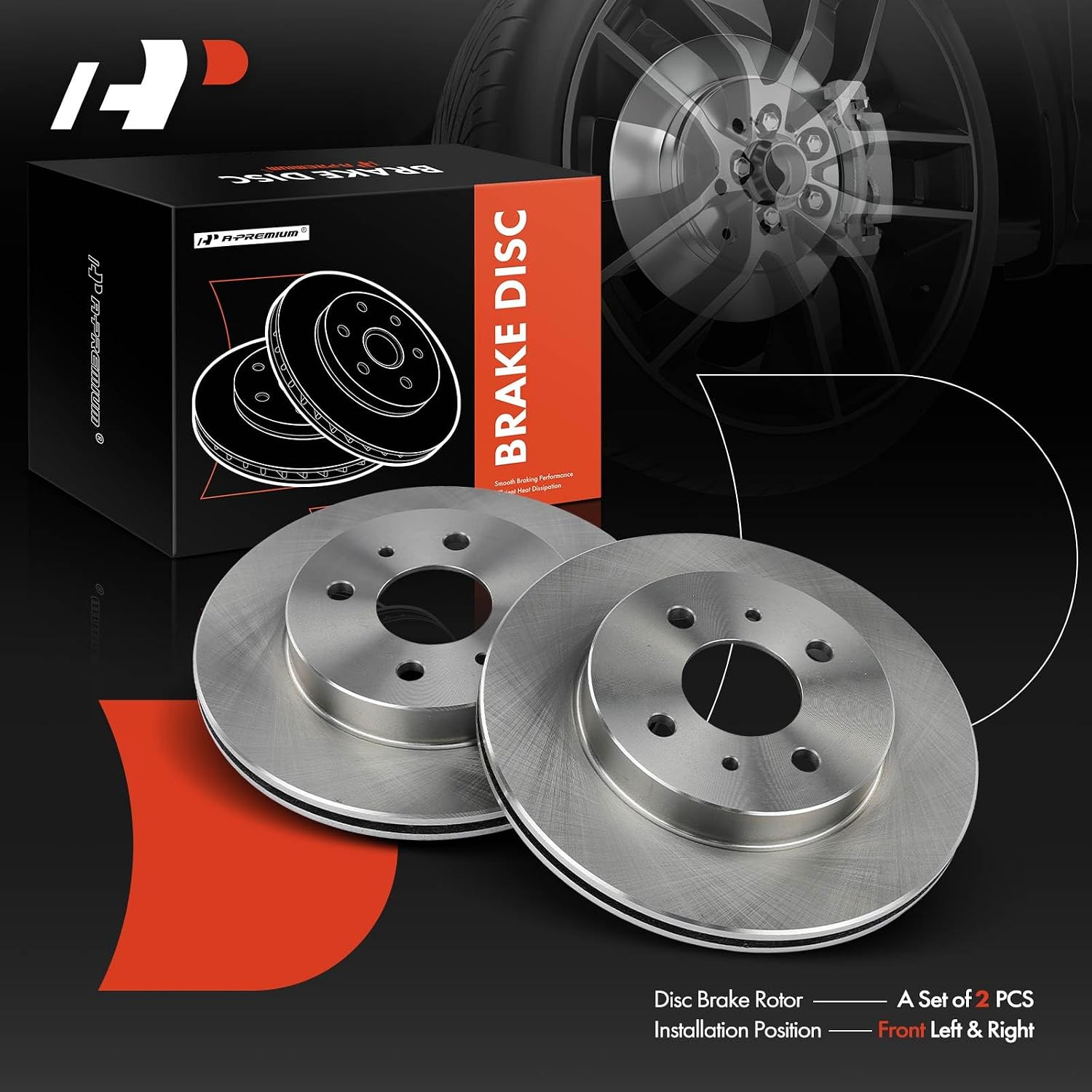 A-Premium 9.84 inch (250mm) Front Vented Disc Brake Rotors Compatible with Select Saturn Models - SC 91-92, SC1 SC2 92-02, SL/ SL1/ SL2 91-02, SW1 93-99, SW2 93-01, 2-PC Set