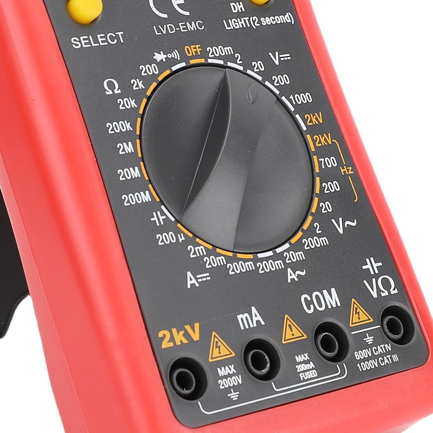 Digital Multimeter, 2000V 200mA 20 M Ω Professional Voltage Tester with DC AC Voltmeter & Ohm Volt Amp Meter, Measures Voltage, Current, Resist, Capacitance