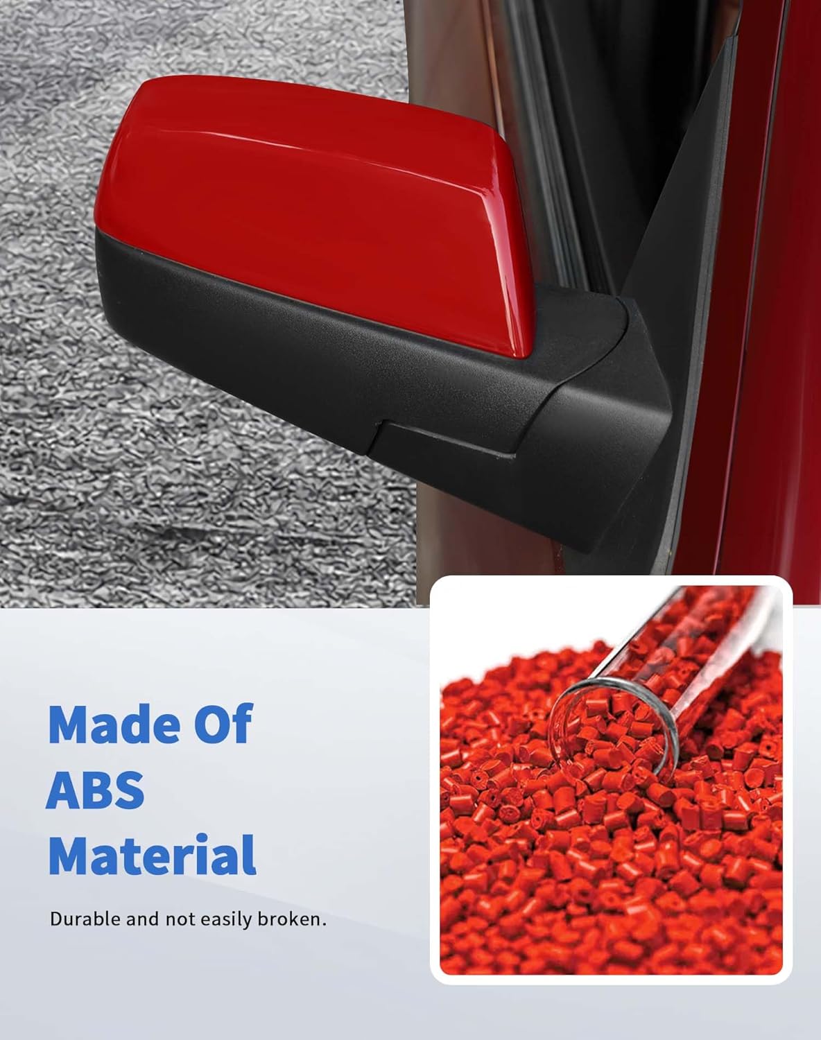 Rearview Mirror Half Caps Covers Compatible with 2014-2018 Chevy Silverado GMC Sierra Tahoe Suburban Left Right Side View Upper Mirror Cover Caps, Red