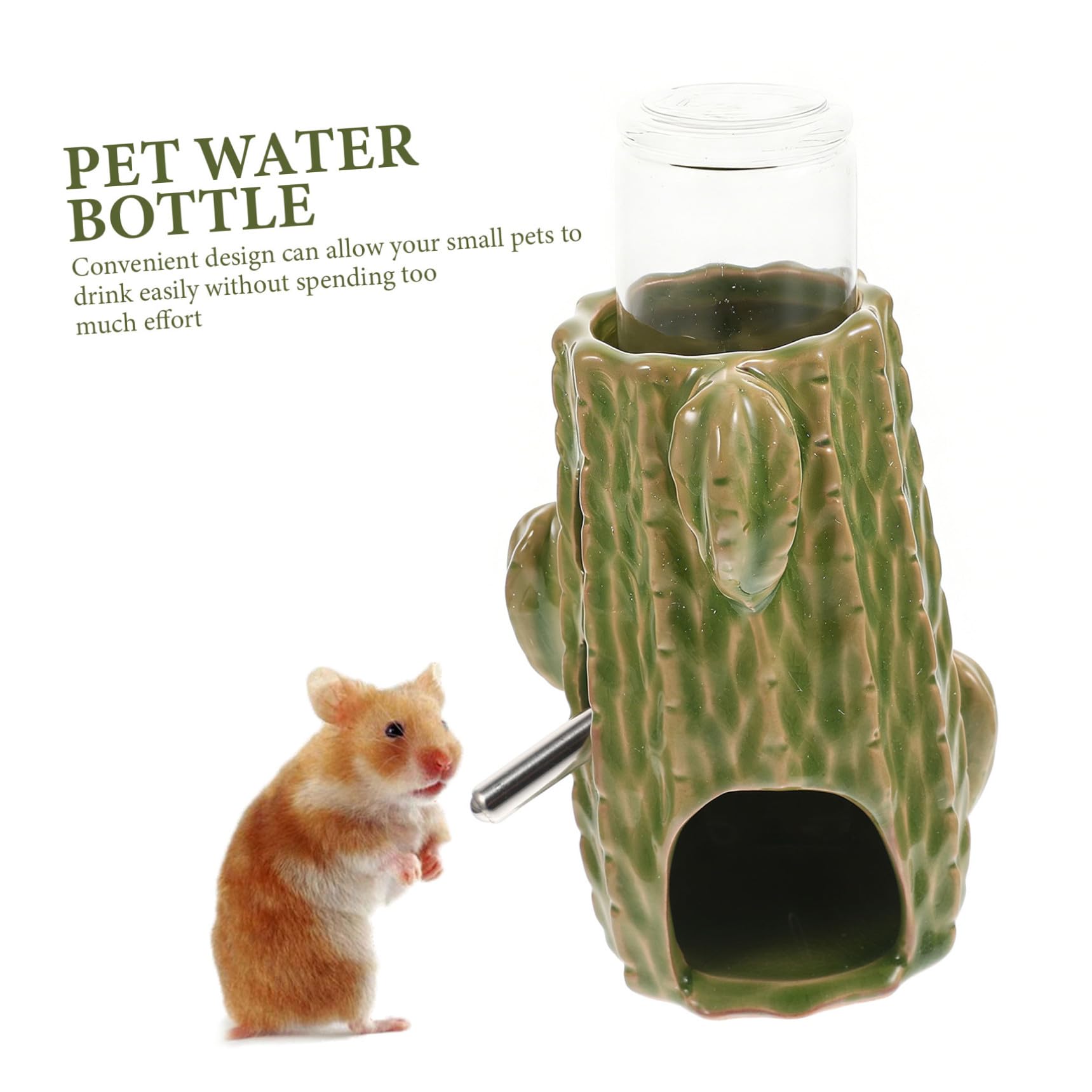 TEHAUX Supporto per Bottiglia D'acqua per Criceti 2 in 1, Mangiatoia Verticale Regolabile in Ceramica Serbatoio 80ml, Accessorio Delicato per Gabbia Cincillà e Piccoli Animali Domestici