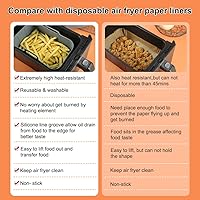 Vista 5 de BYKITCHEN Forros de silicona para freidora de aire Ninja Dual Air Freider, juego de 2, forros rectangulares de silicona compatibles con freidora